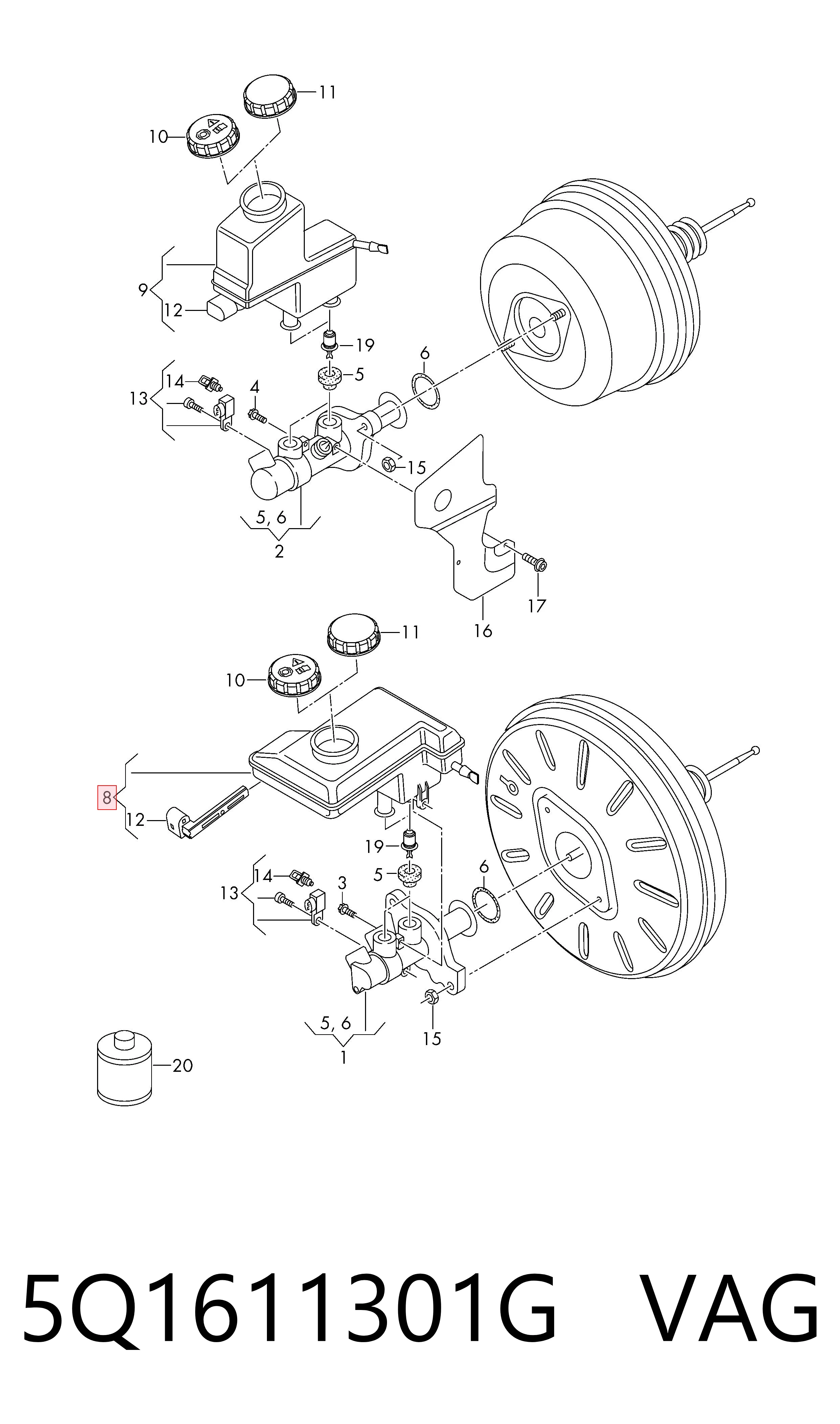 Zbiorniczek głównego cylindra hamulcowego (płynu hamulcowego) Skoda Octavia 