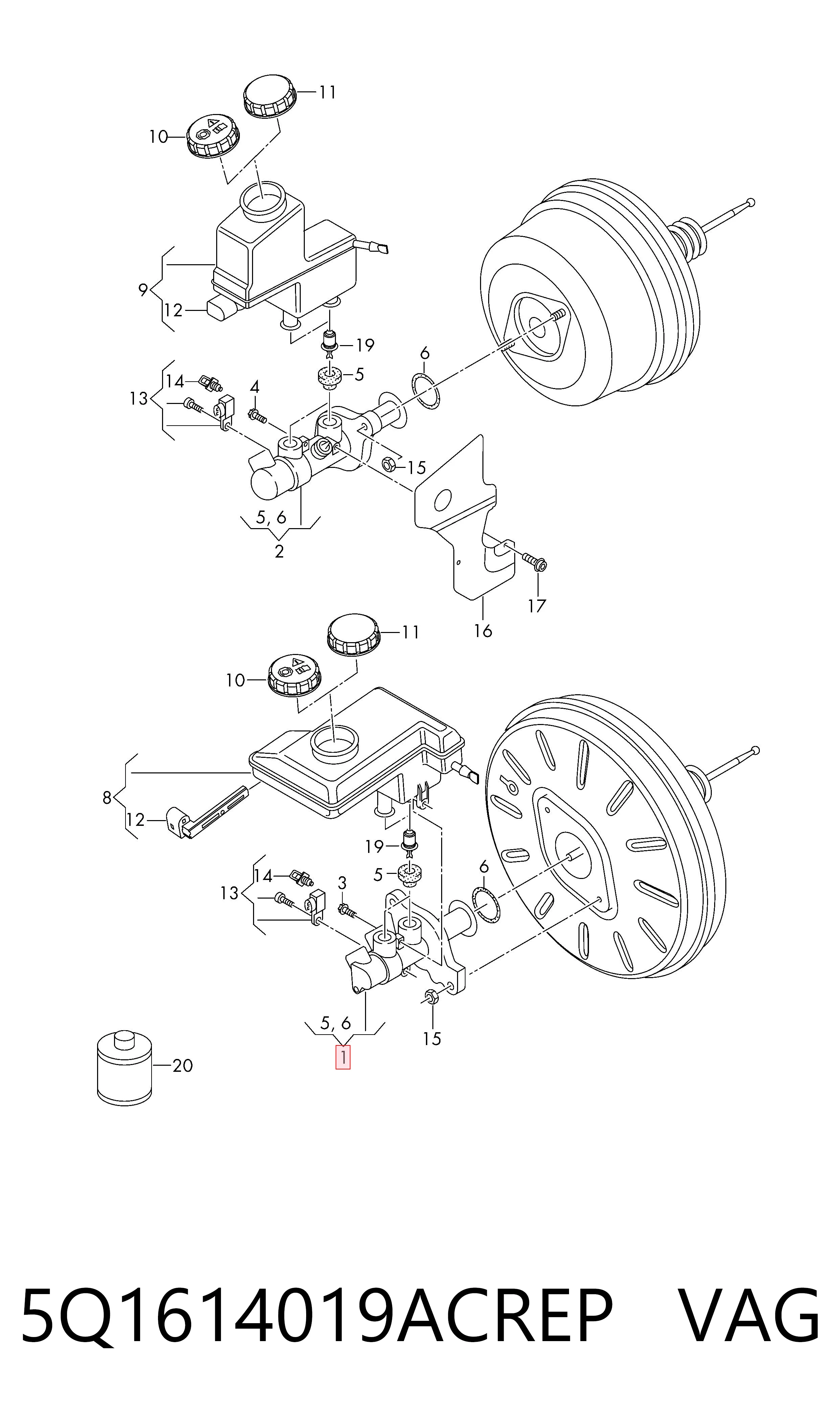 Główny cylinder hamulców Volkswagen Passat B8 sedana (3G2, CB2) (2014 - 2026) cena, od 40,93 USD