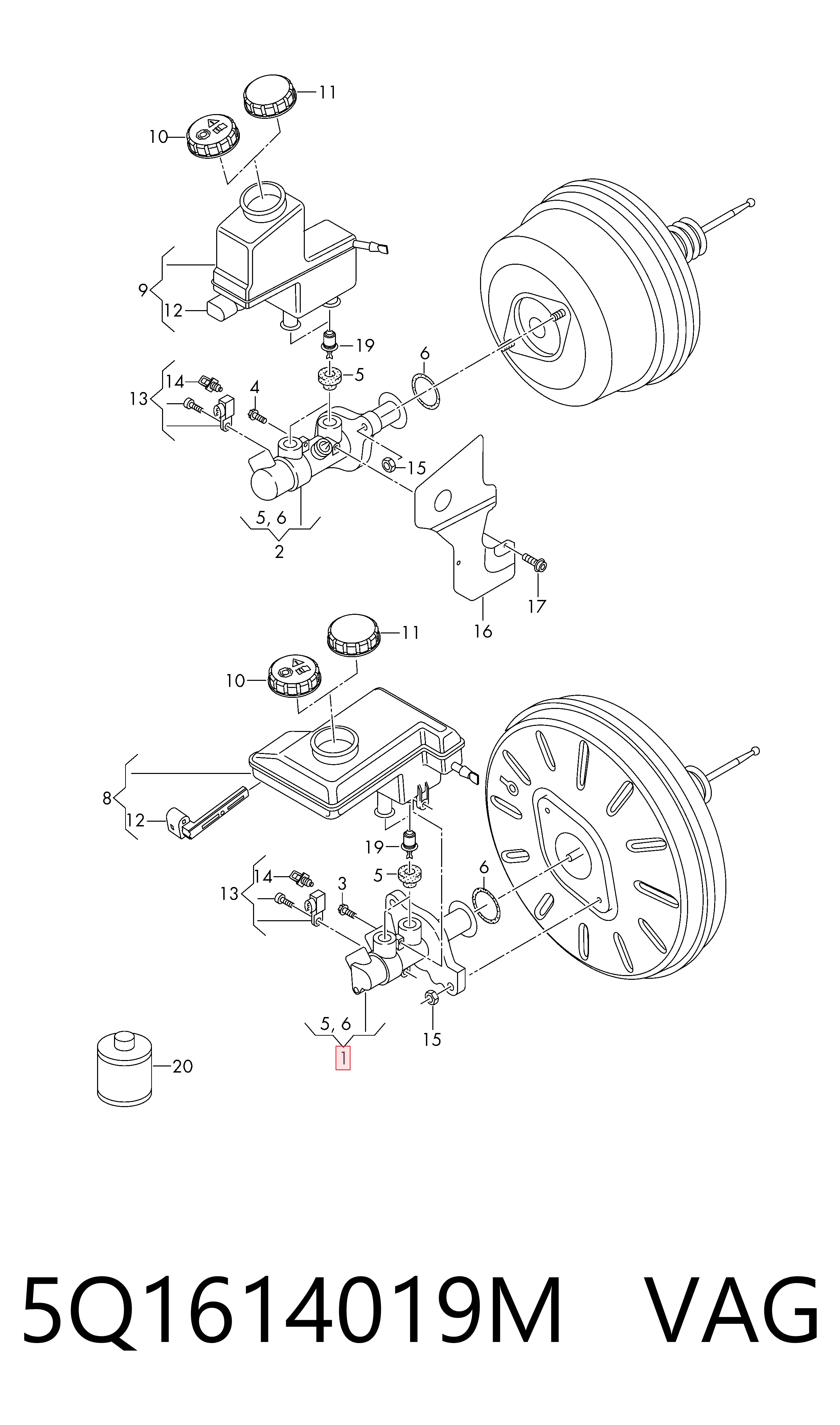 Do koszyka Główny cylinder hamulców Volkswagen Passat B8 3G2, CB2