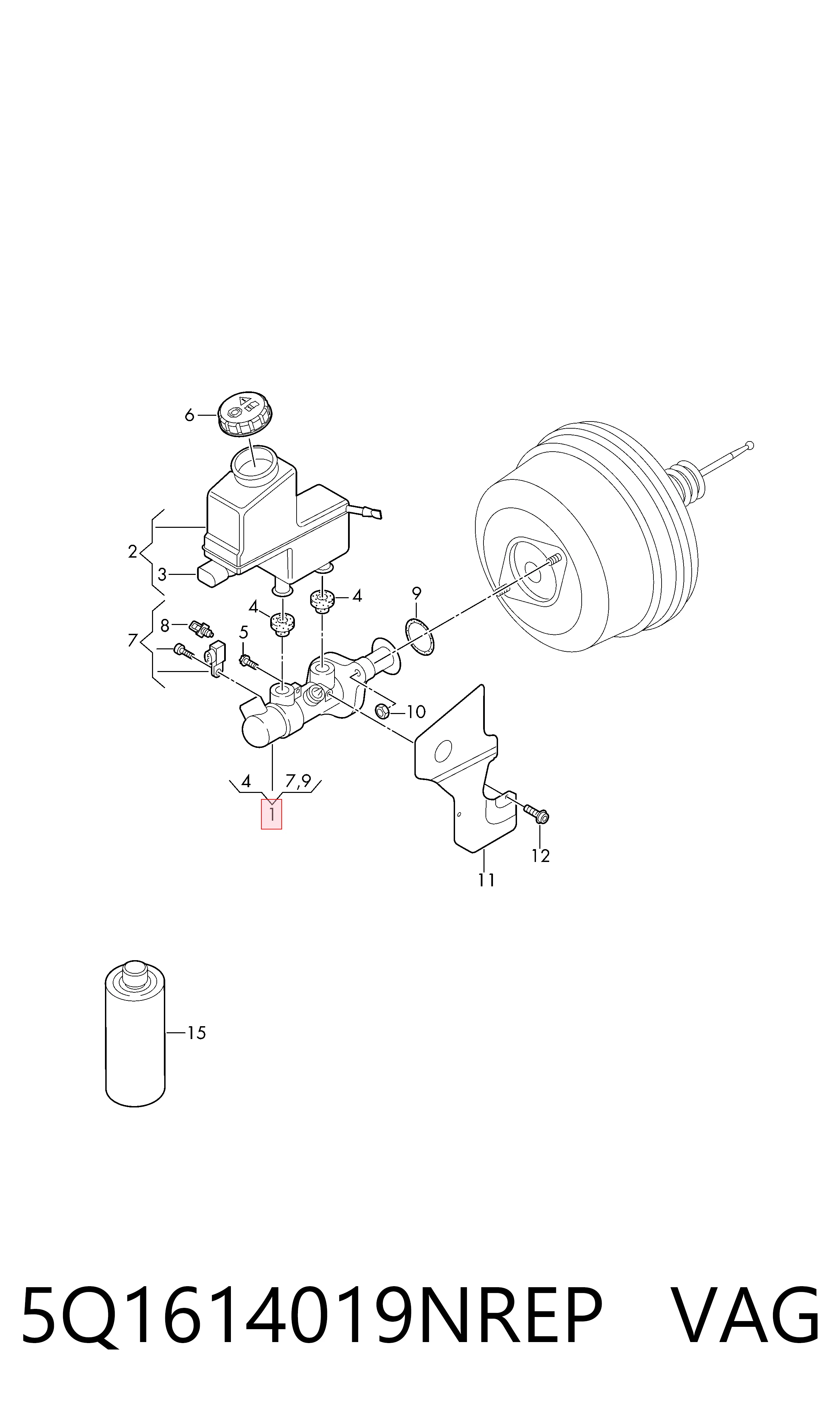 Główny cylinder hamulców Volkswagen Tiguan Allspace  SUV (BW2, BJ2) (2017 - 2026) cena, od 109,08 USD