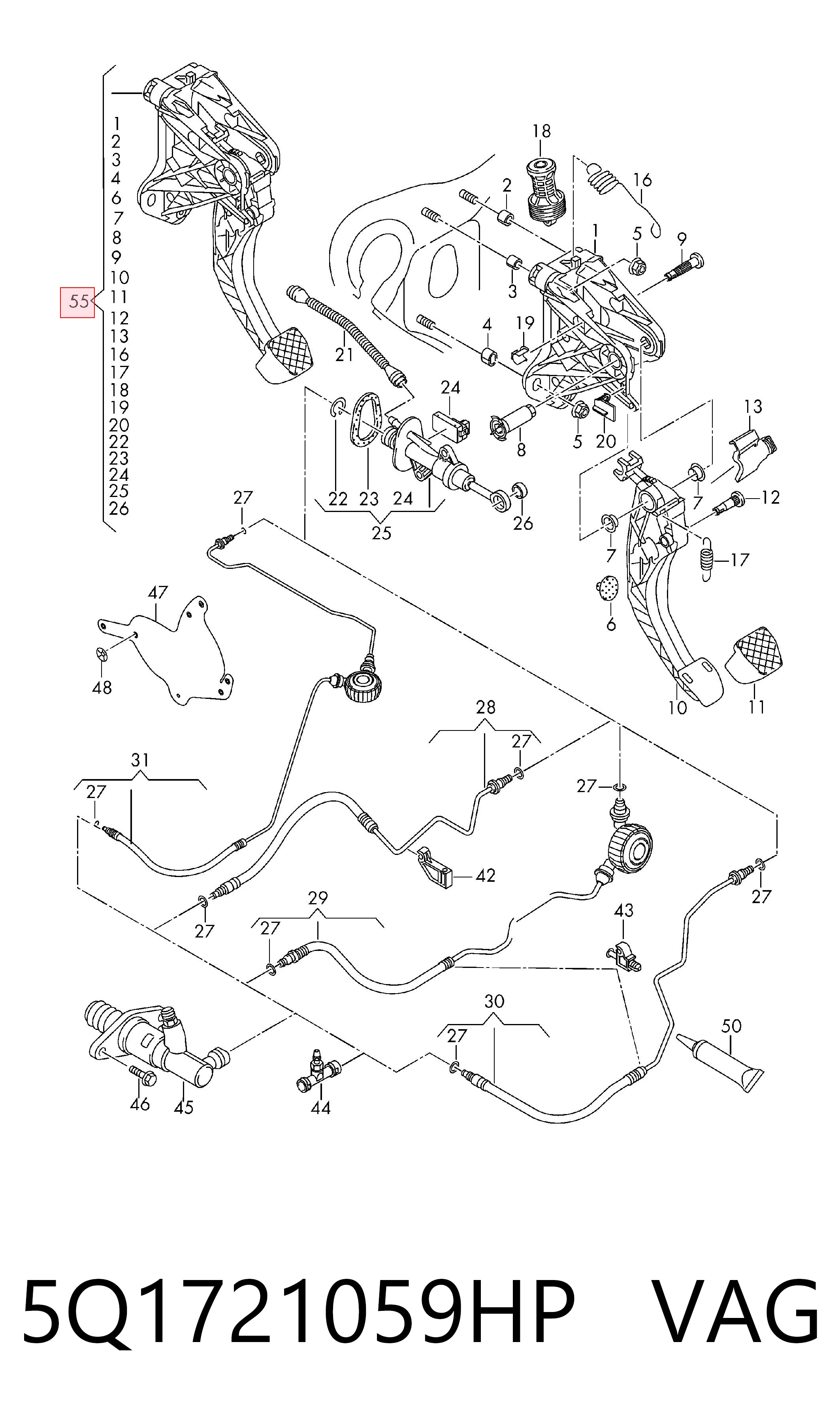 5Q1721059HP VAG Pedał sprzęgła