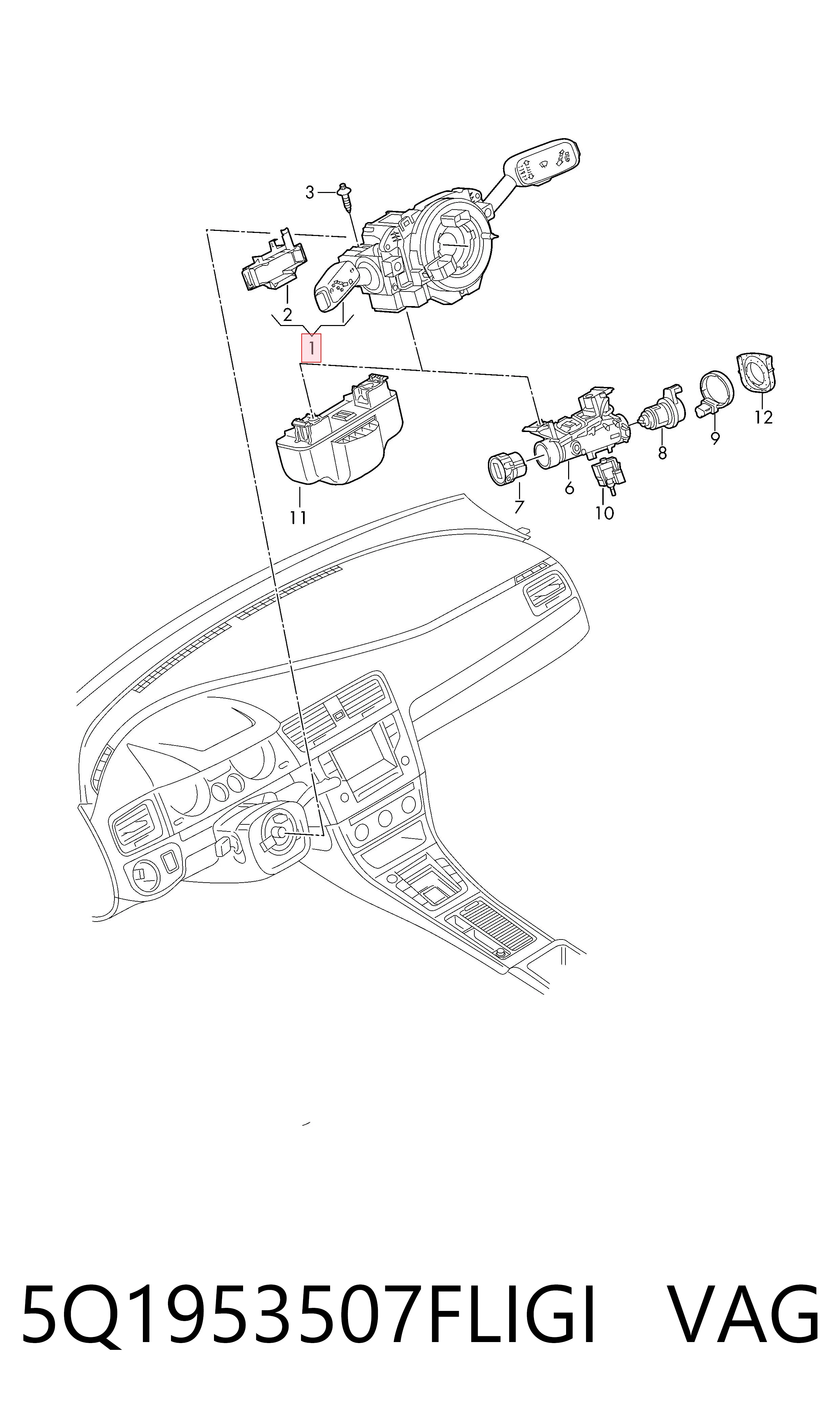 Przełącznik zespolony, w komplecie Volkswagen Golf VIII hatchback (CD1, DA1) (2019 - 2026) cena, od 81,86 USD