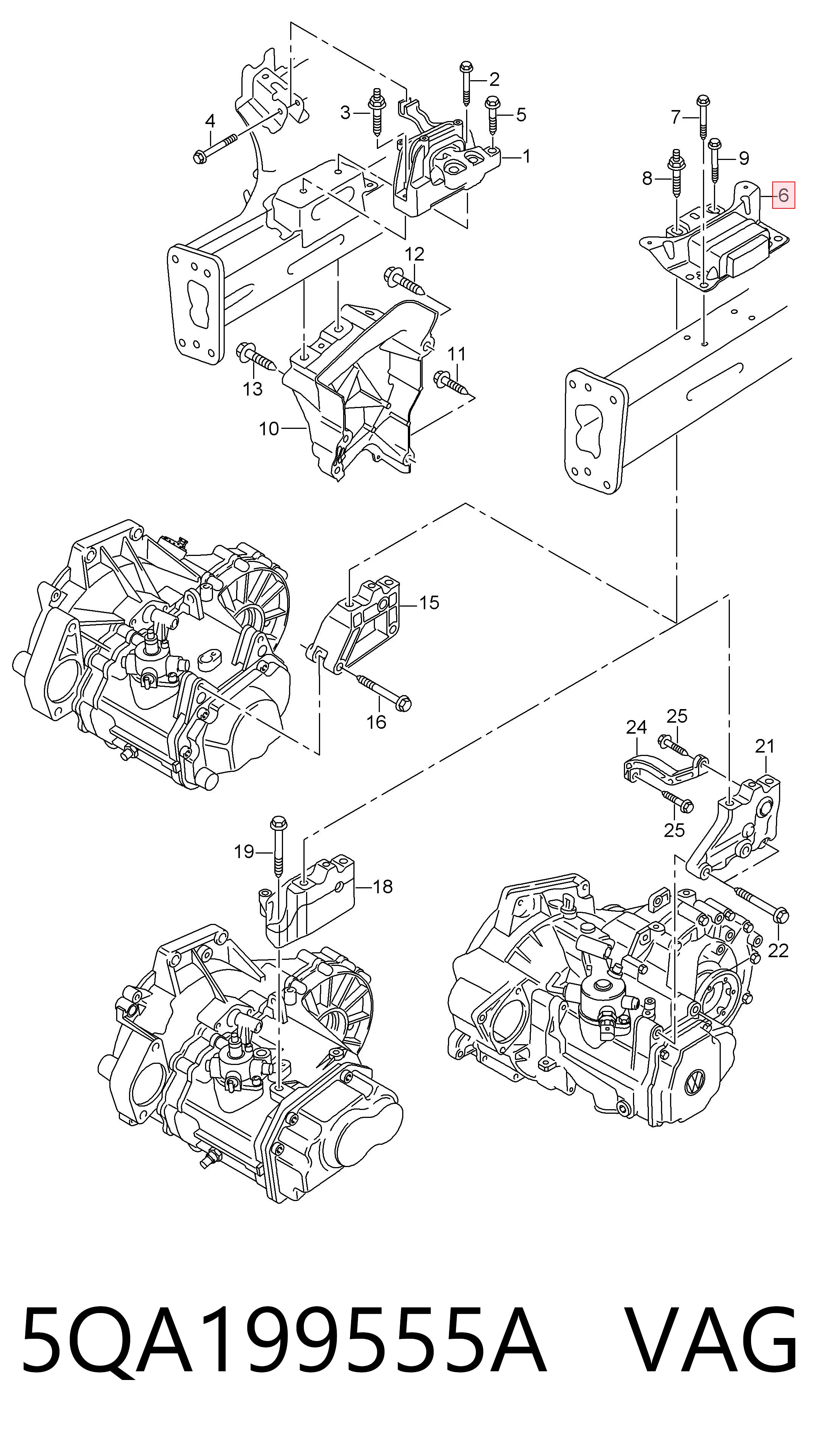 Poduszka (podpora) silnika lewa Volkswagen Touran III minivan (5T1) (2015 - 2026) cena, od 71,52 USD