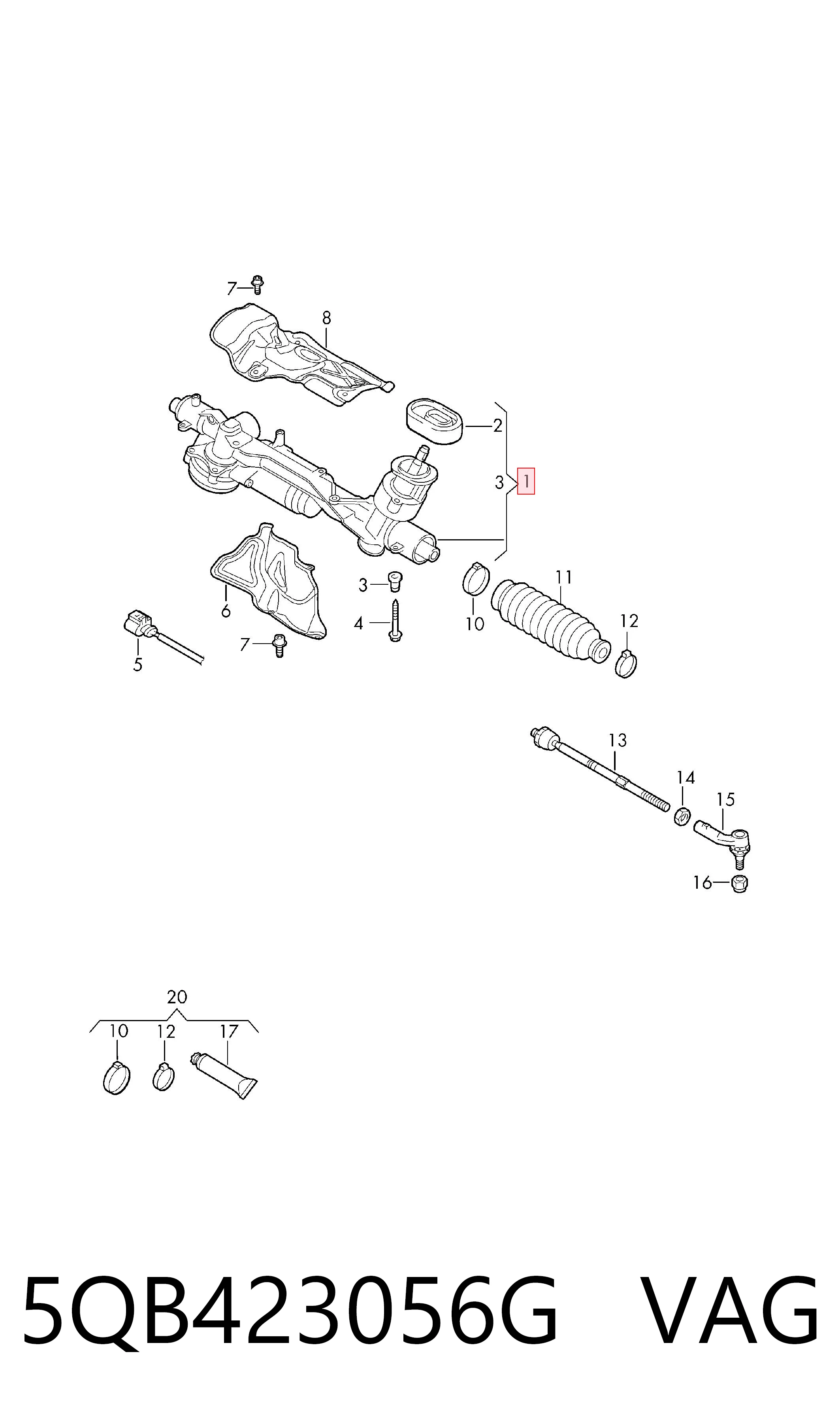 Listwa kierownicza (maglownica) do Audi Q3  8UB, 8UG