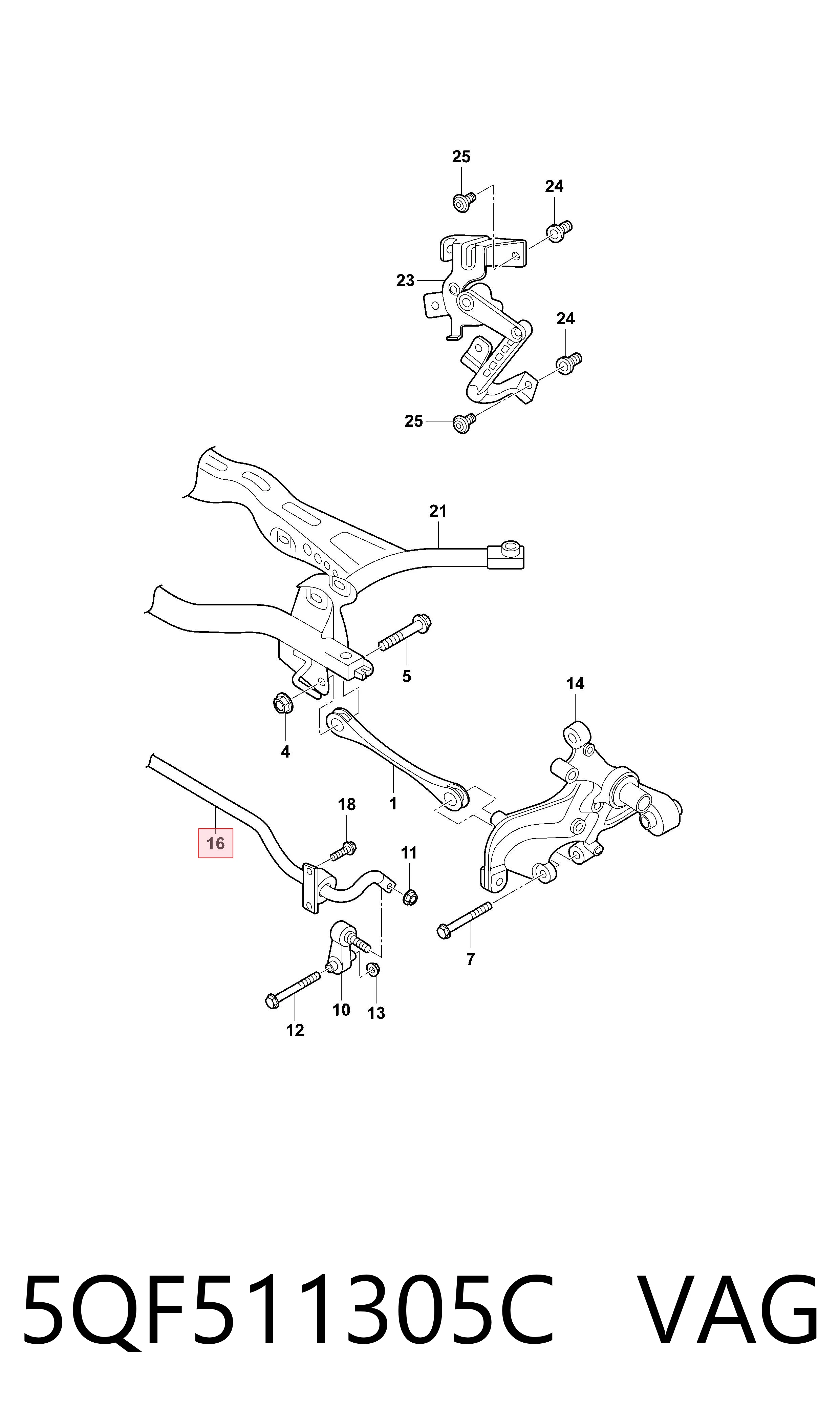 Stabilizator tylny do Volkswagen Tiguan II AD1, AX1, BT1, BT2