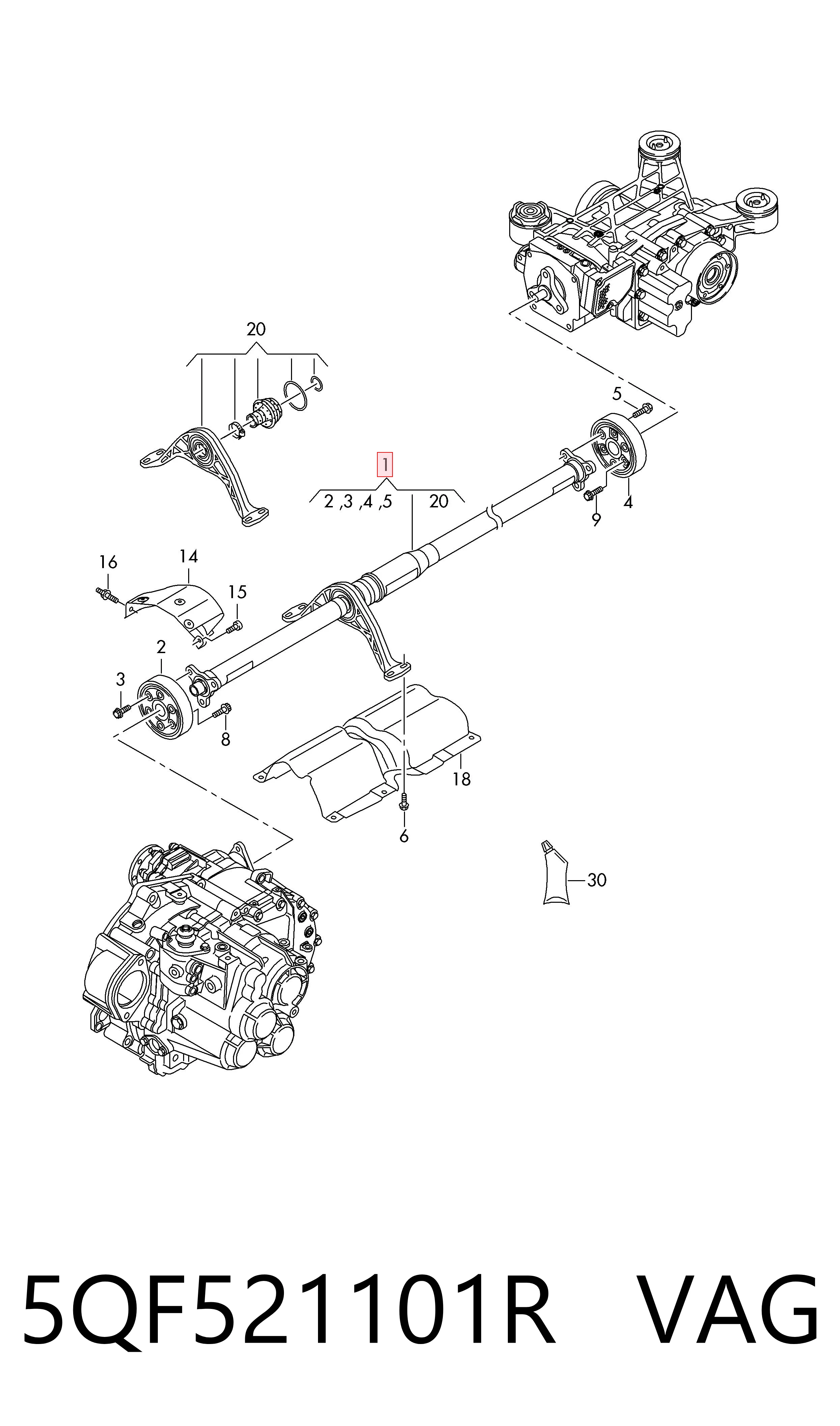 Wał Cardana tylny, kompletny Skoda Kodiaq I SUV (NS6, NS7, NV7) (2017 - 2024) cena, od 507,80 USD