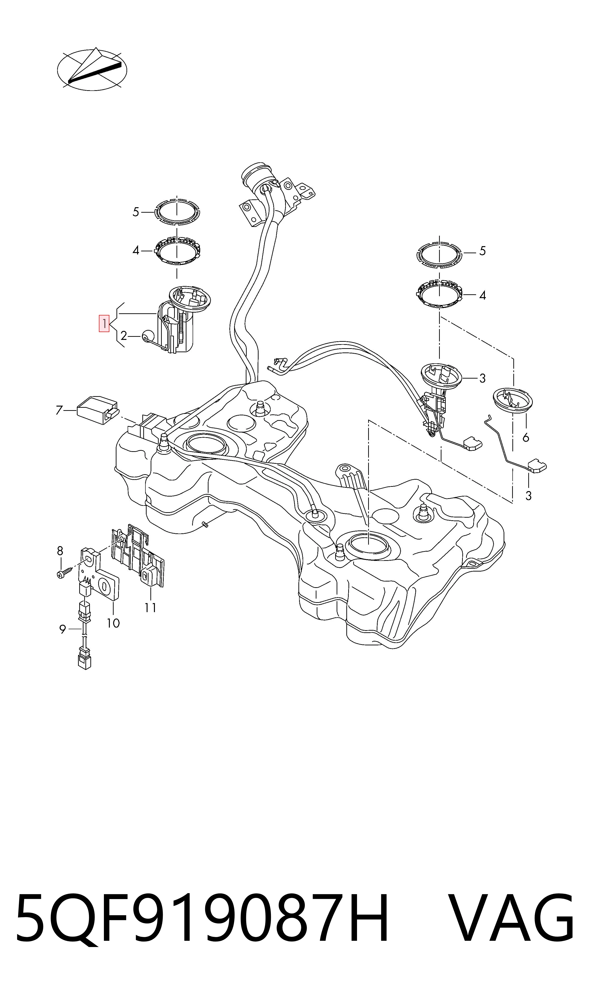 5QF919087H VAG Moduł pompy paliwowej z czujnikiem poziomu paliwa