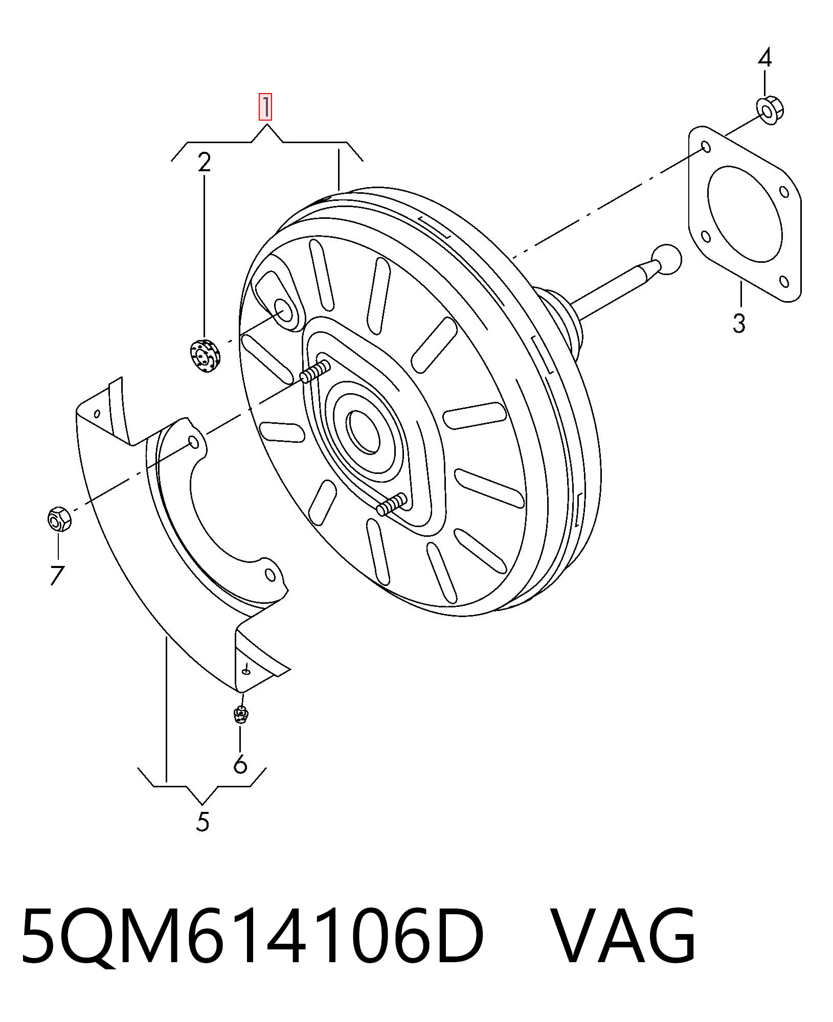 Wzmacniacz próżniowy hamulców VAG 5QM614106D cena, od 181,33 USD