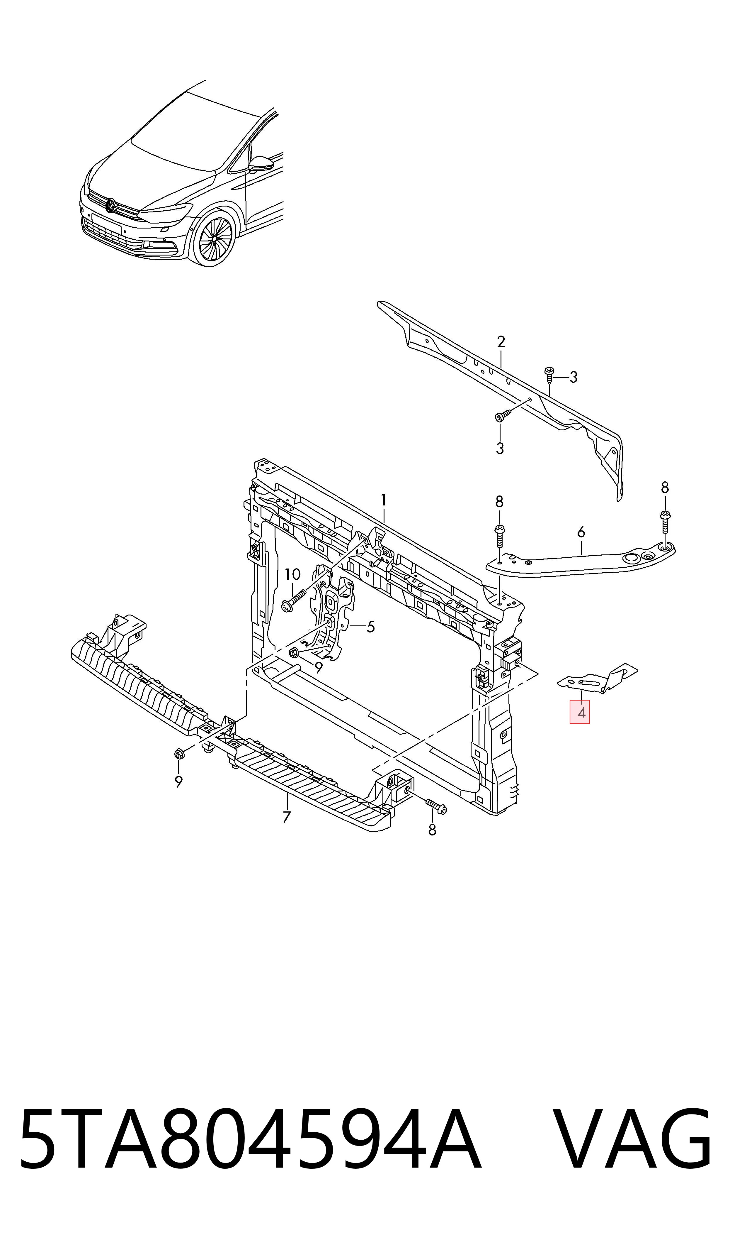 5TA804594A VAG Wspornik (adapter) mocowania reflektora przedniego prawego