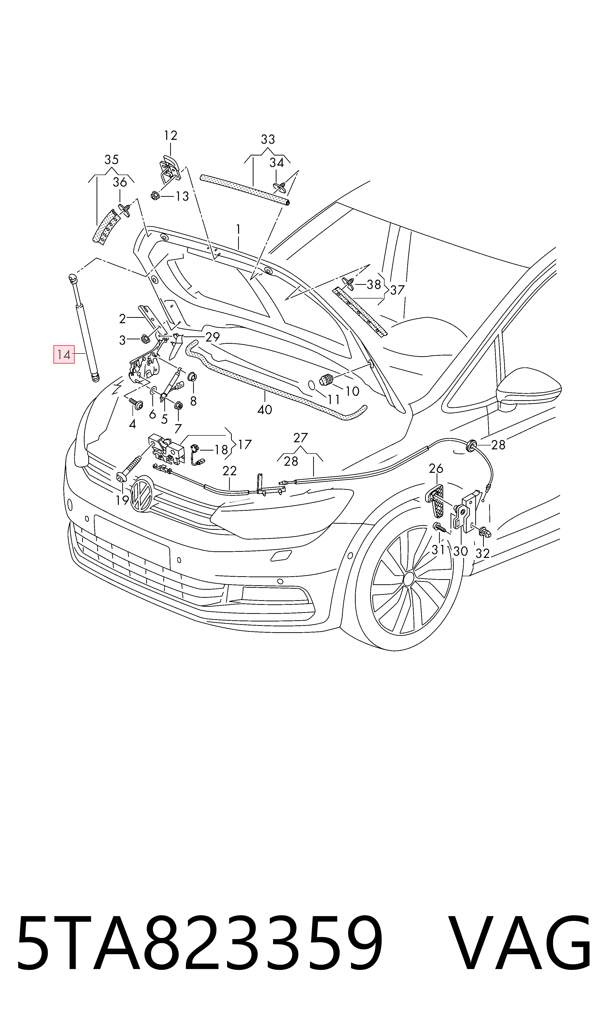 Amortyzator maski do Volkswagen Touran III 5T1