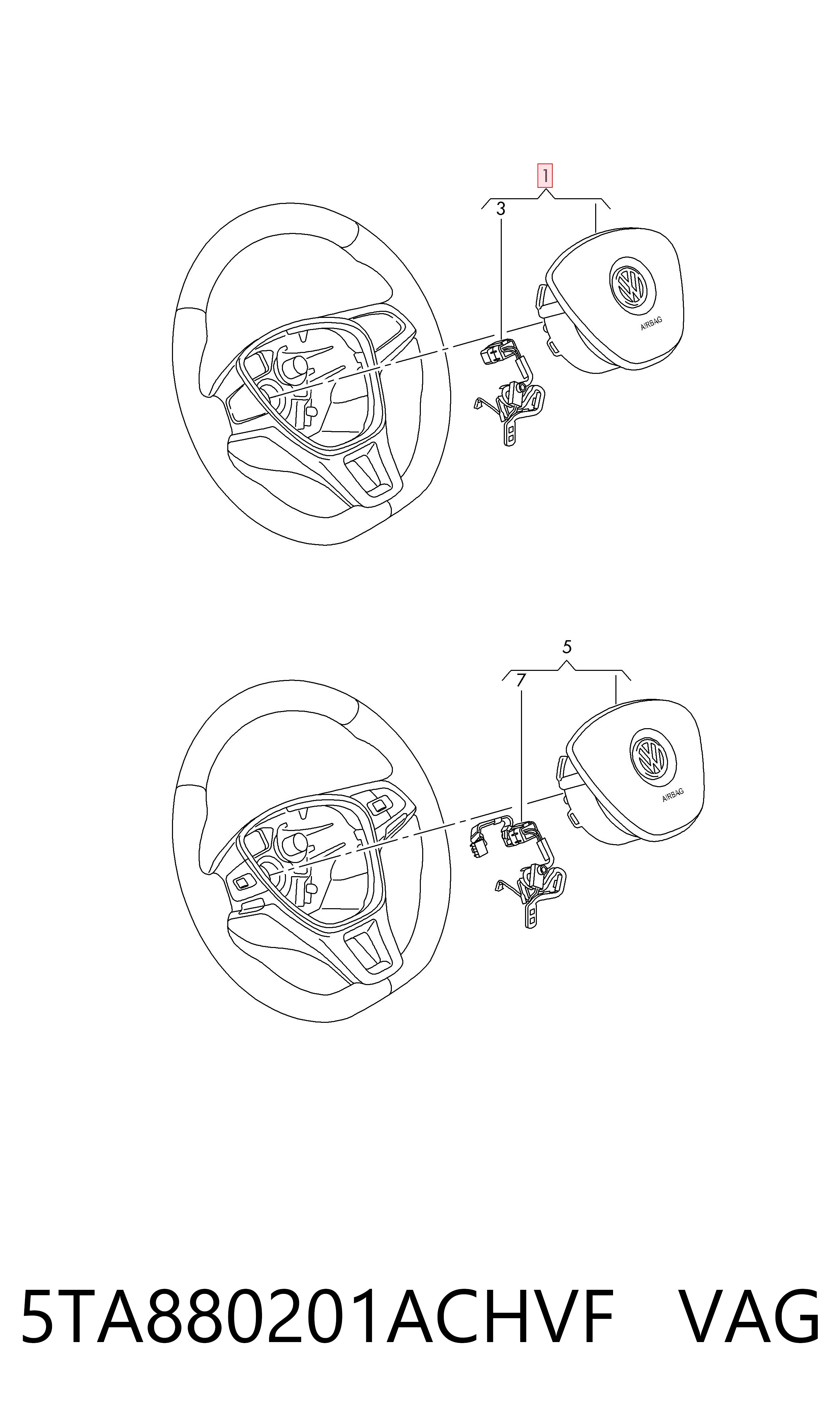 5TA880201ACHVF VAG Poduszka powietrzna (Airbag) kierowcy