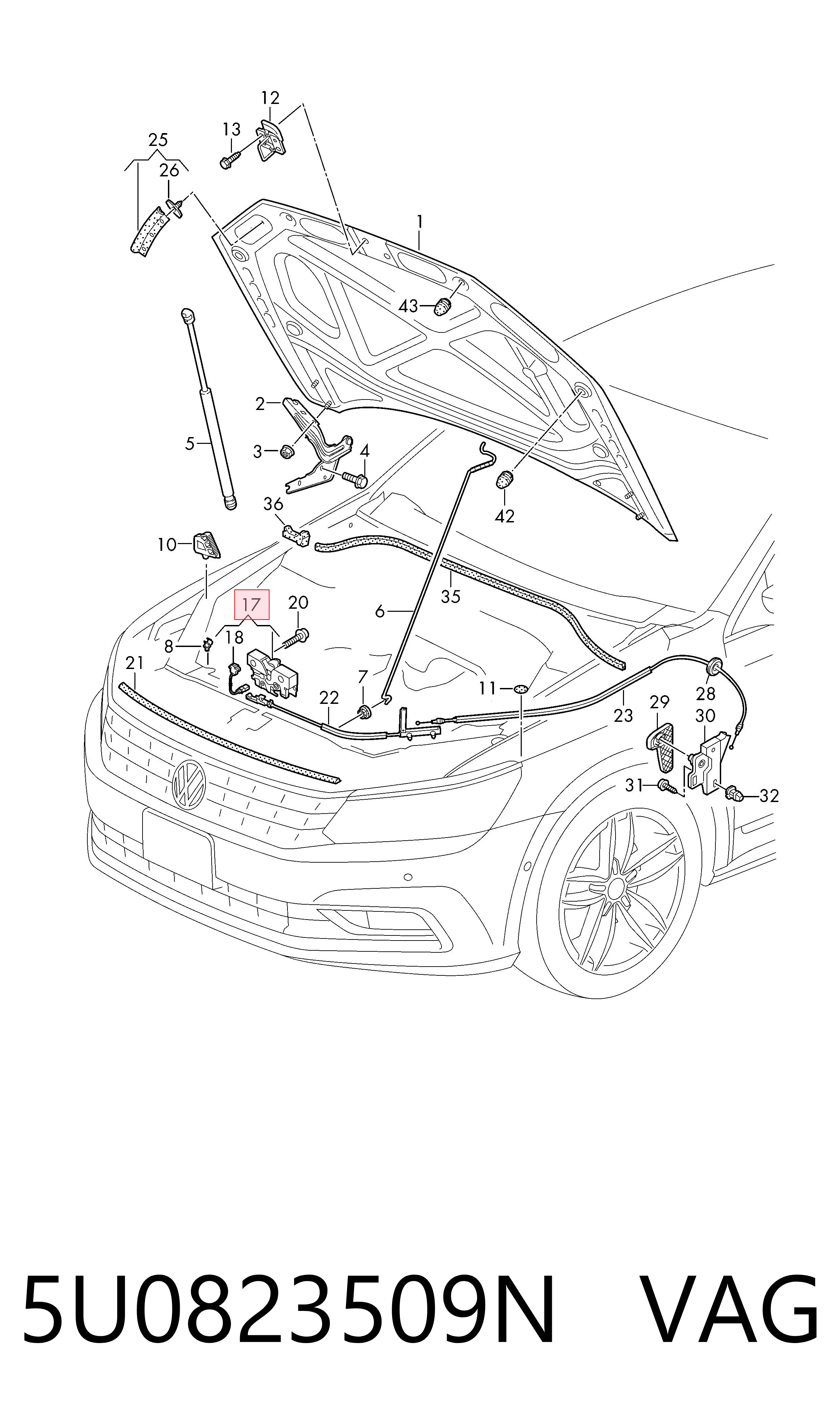 5U0823509N VAG Zamek maski