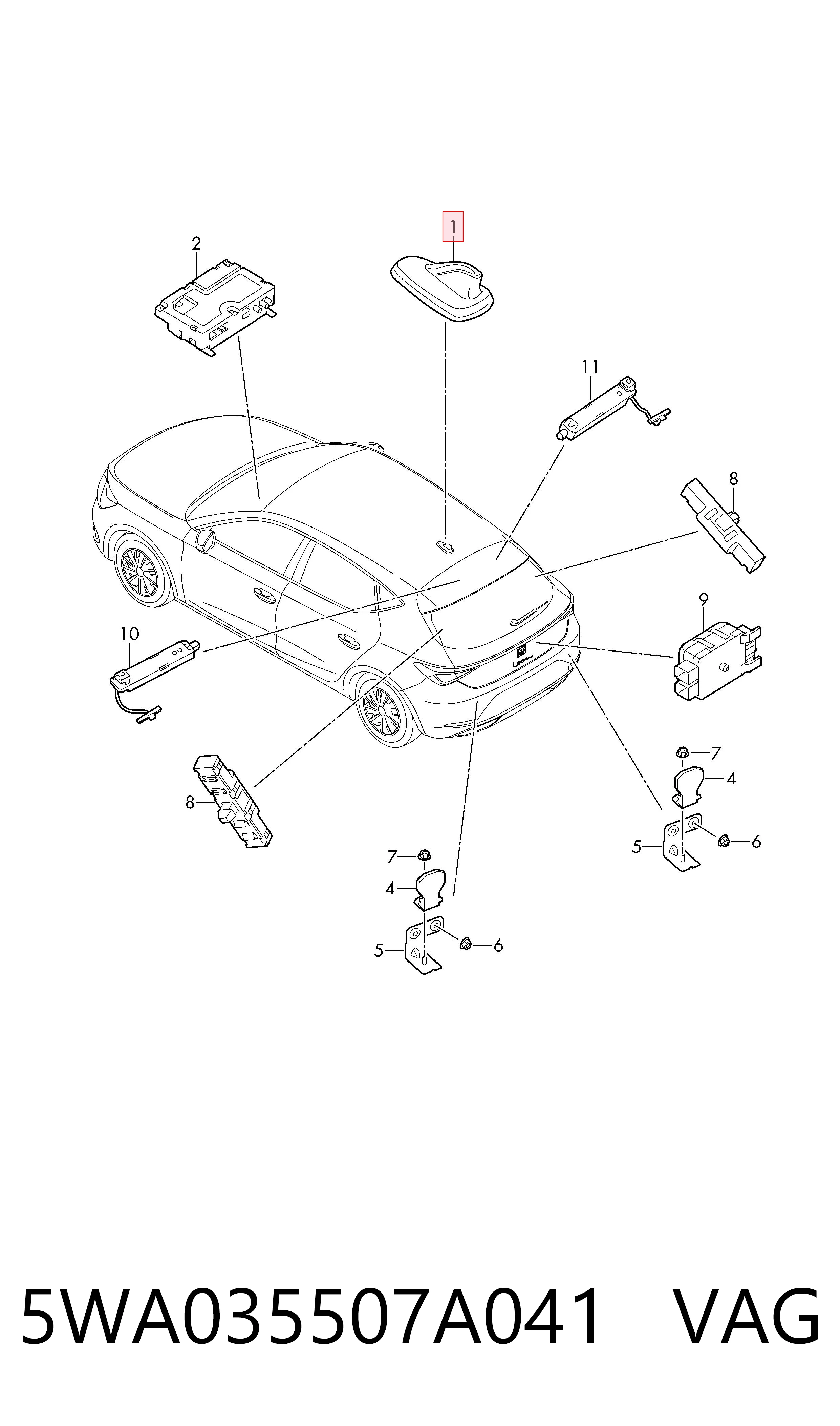 Antena do Skoda Octavia IV A8 NX3, NN3, PV3