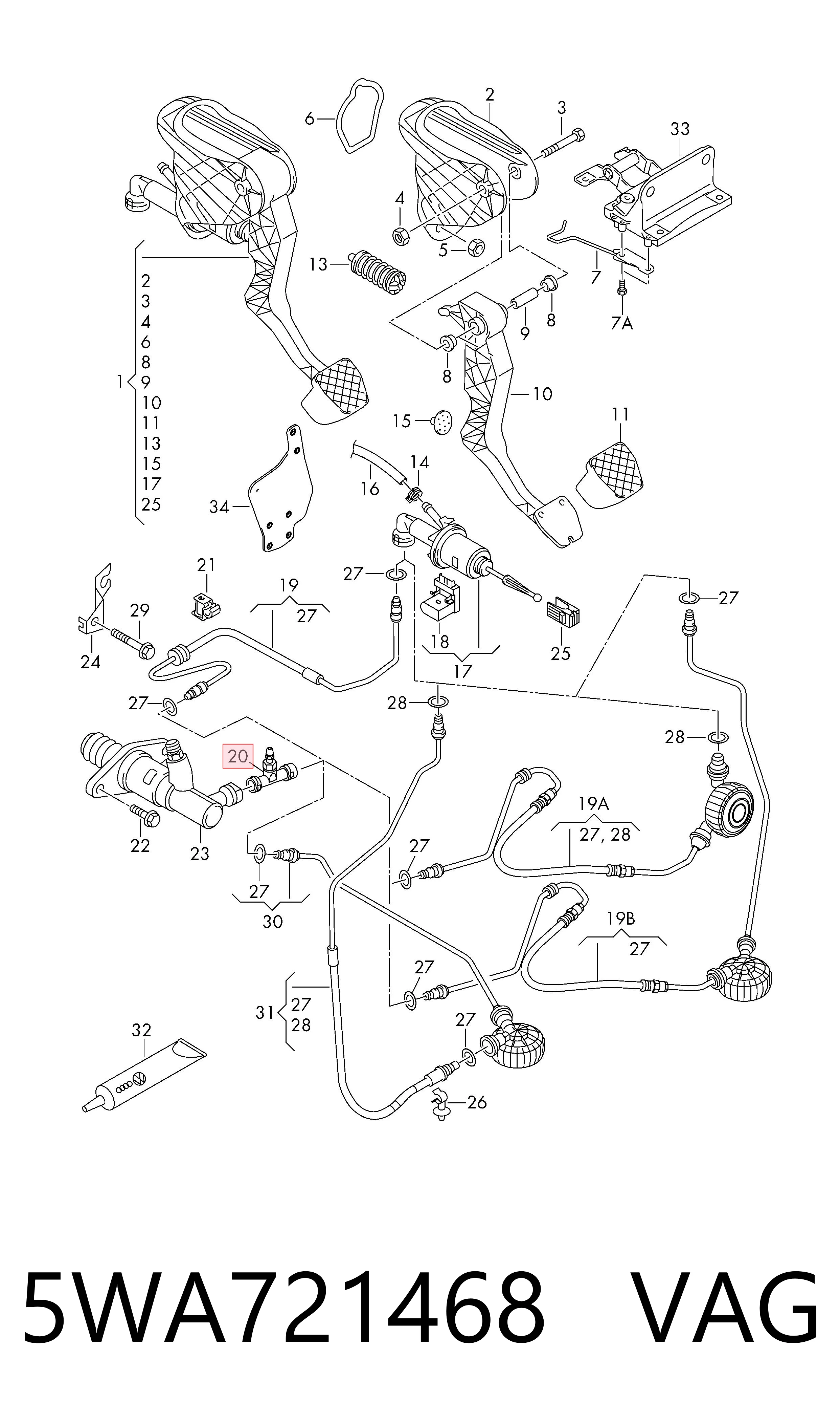 Zawór kontroli napędu hydraulicznego sprzęgła VAG 5WA721468 cena, od 36,84 USD