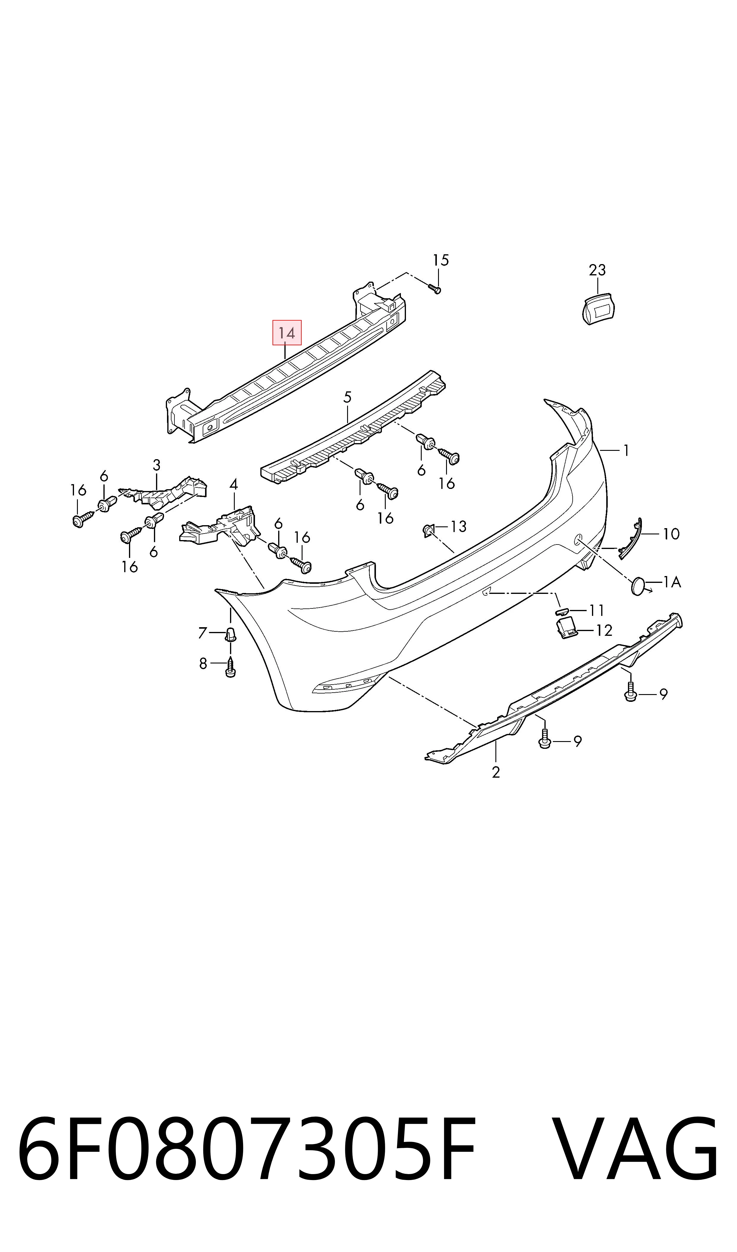 Wzmocnienie zderzaka tylnego do Seat Ibiza V KJ1, KJG