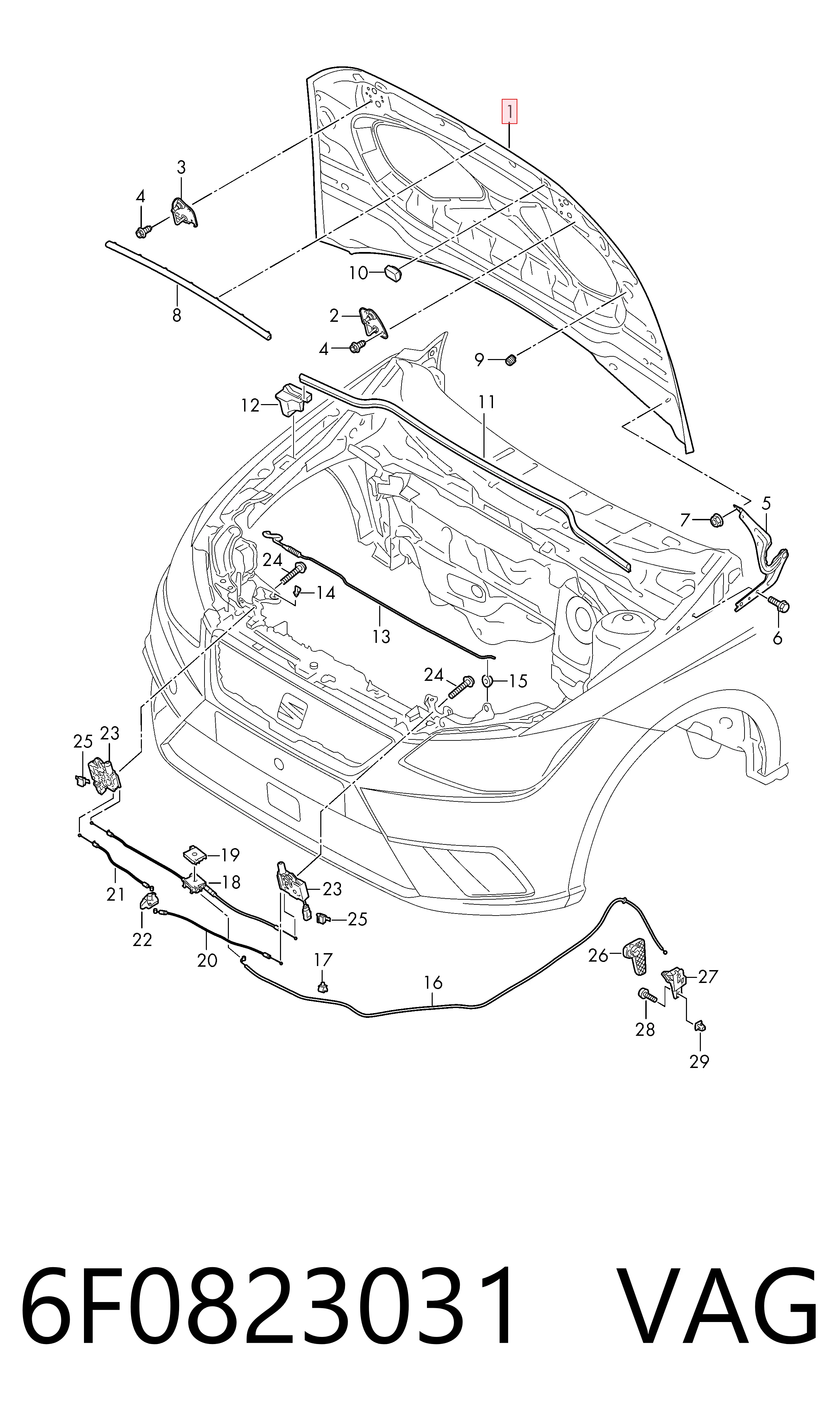 Maska silnika Seat Ibiza V hatchback (KJ1, KJG) (2017 - 2026) cena, od 227,12 USD
