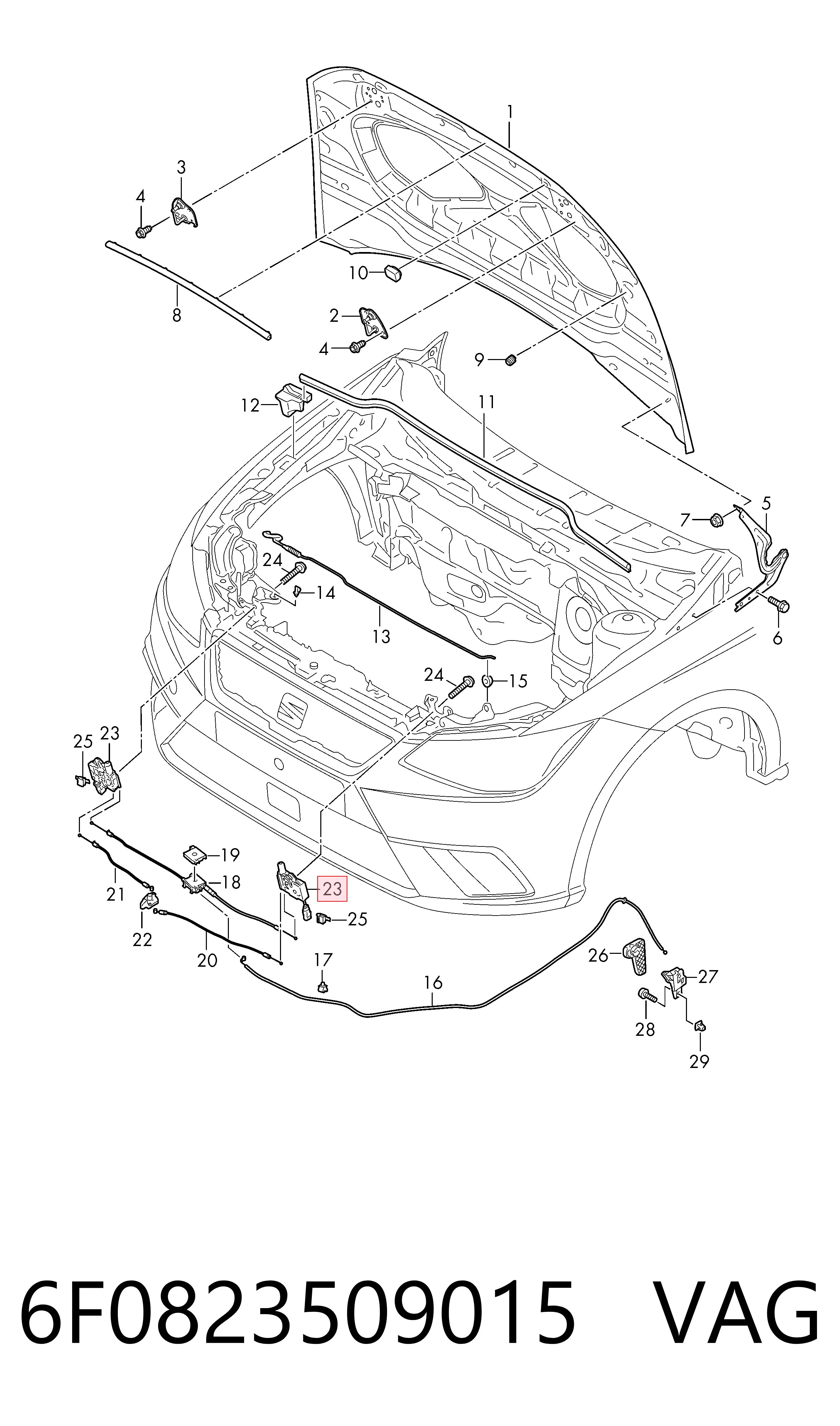Do koszyka Zamek maski Seat Ibiza V KJ1, KJG