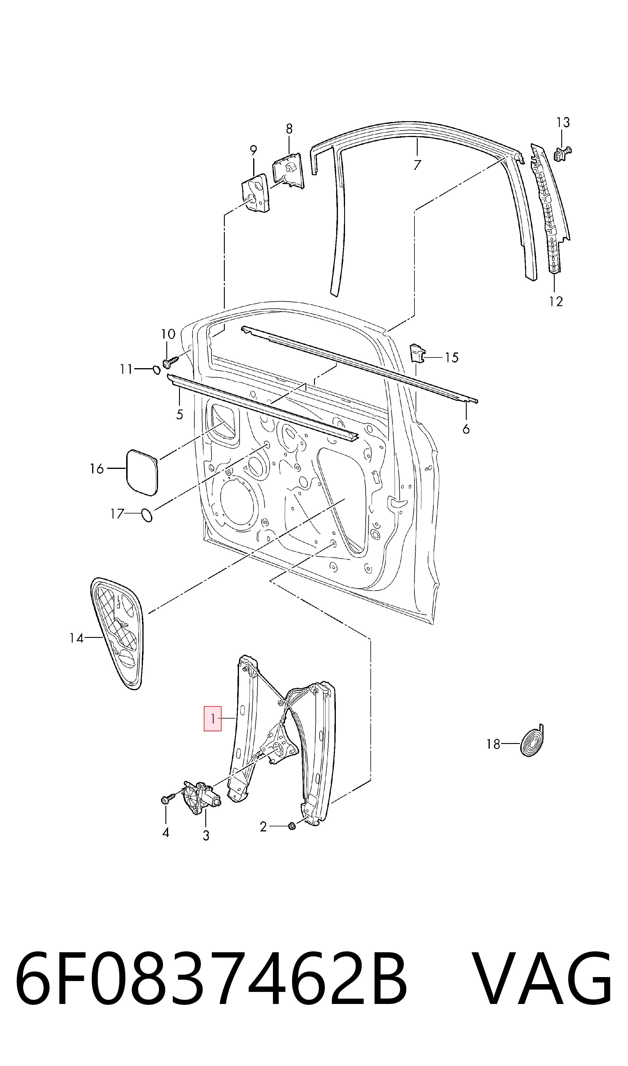 Mechanizm podnoszenia szyby drzwi przednich prawych Seat Ibiza V hatchback (KJ1, KJG) (2017 - 2026) cena, od 73,24 USD