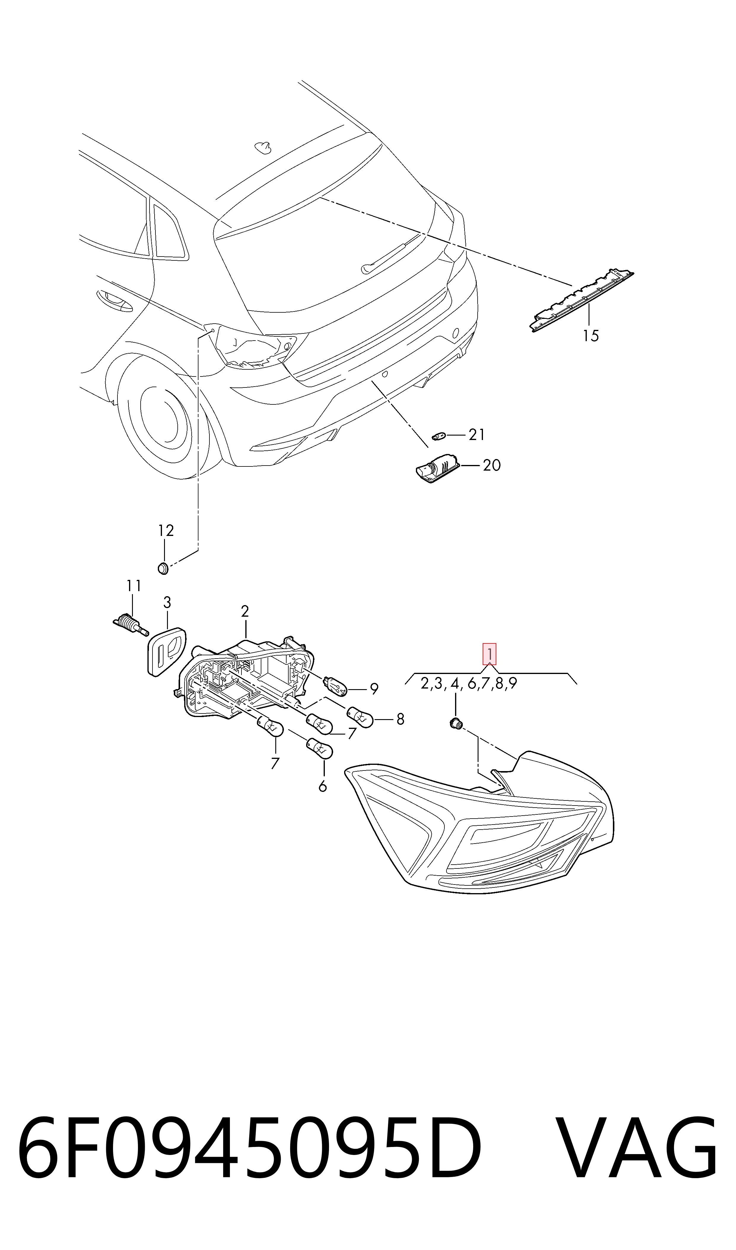 Lampa zespolona tylna lewa Seat Ibiza V