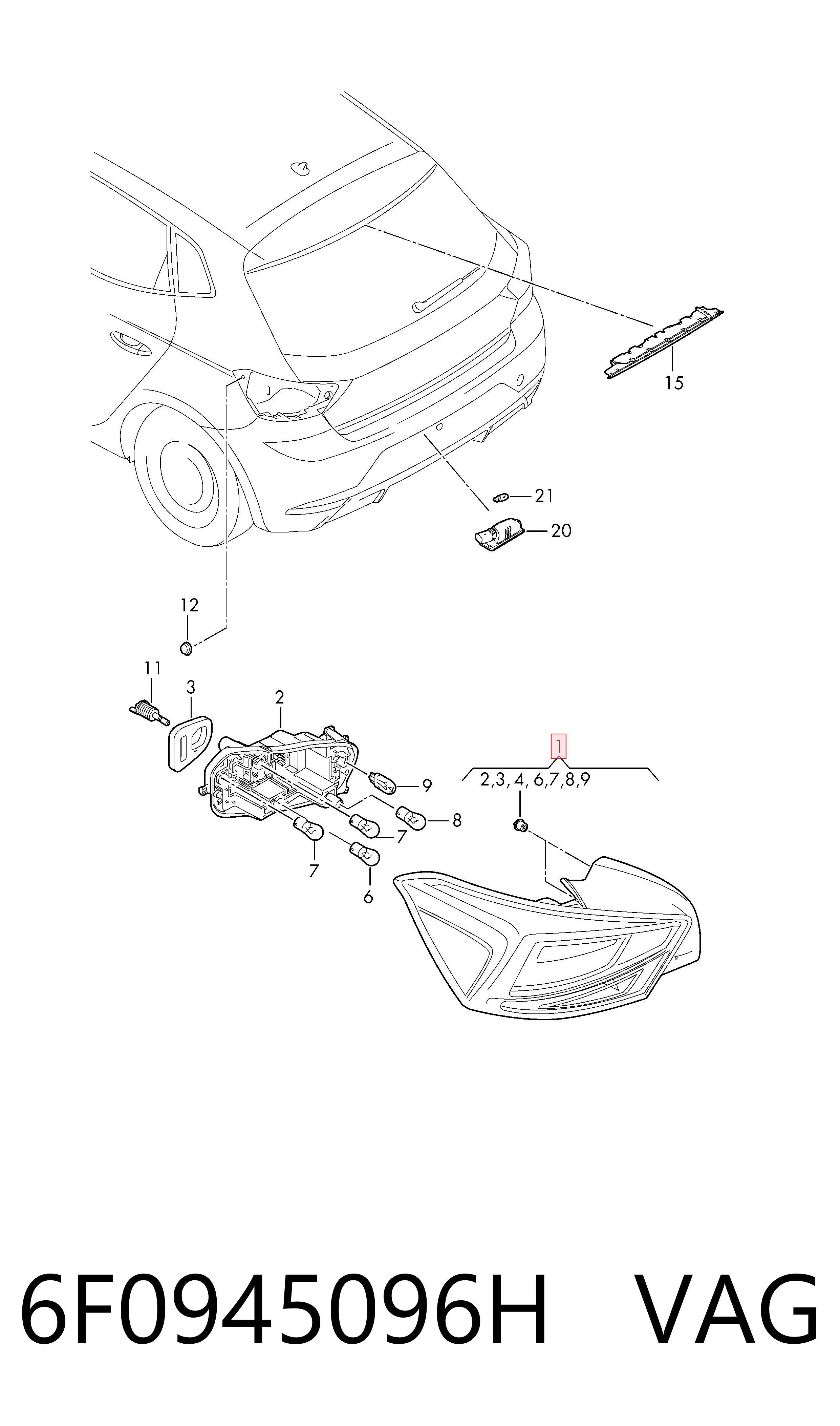 Lampa zespolona tylna prawa Seat Ibiza V