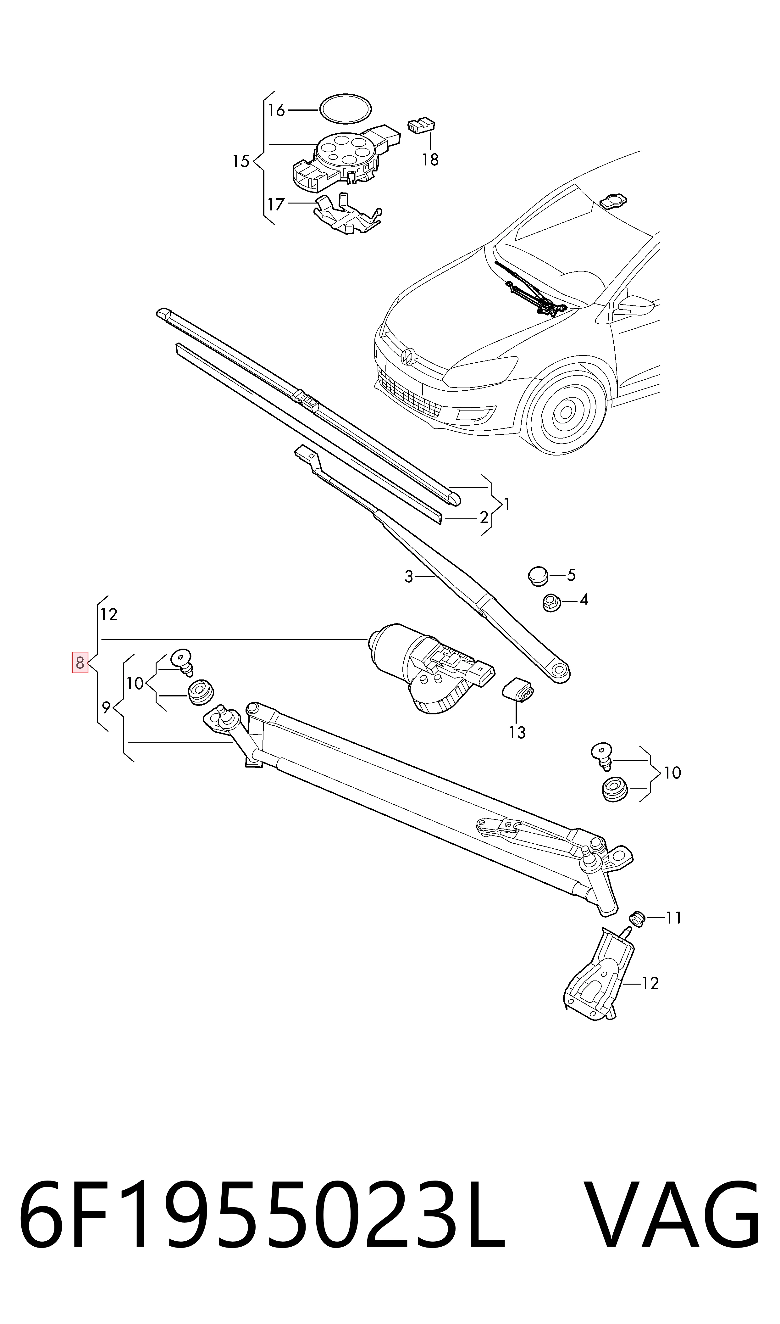 Do koszyka Mechanizm wycieraczek Seat Ibiza V KJ1, KJG