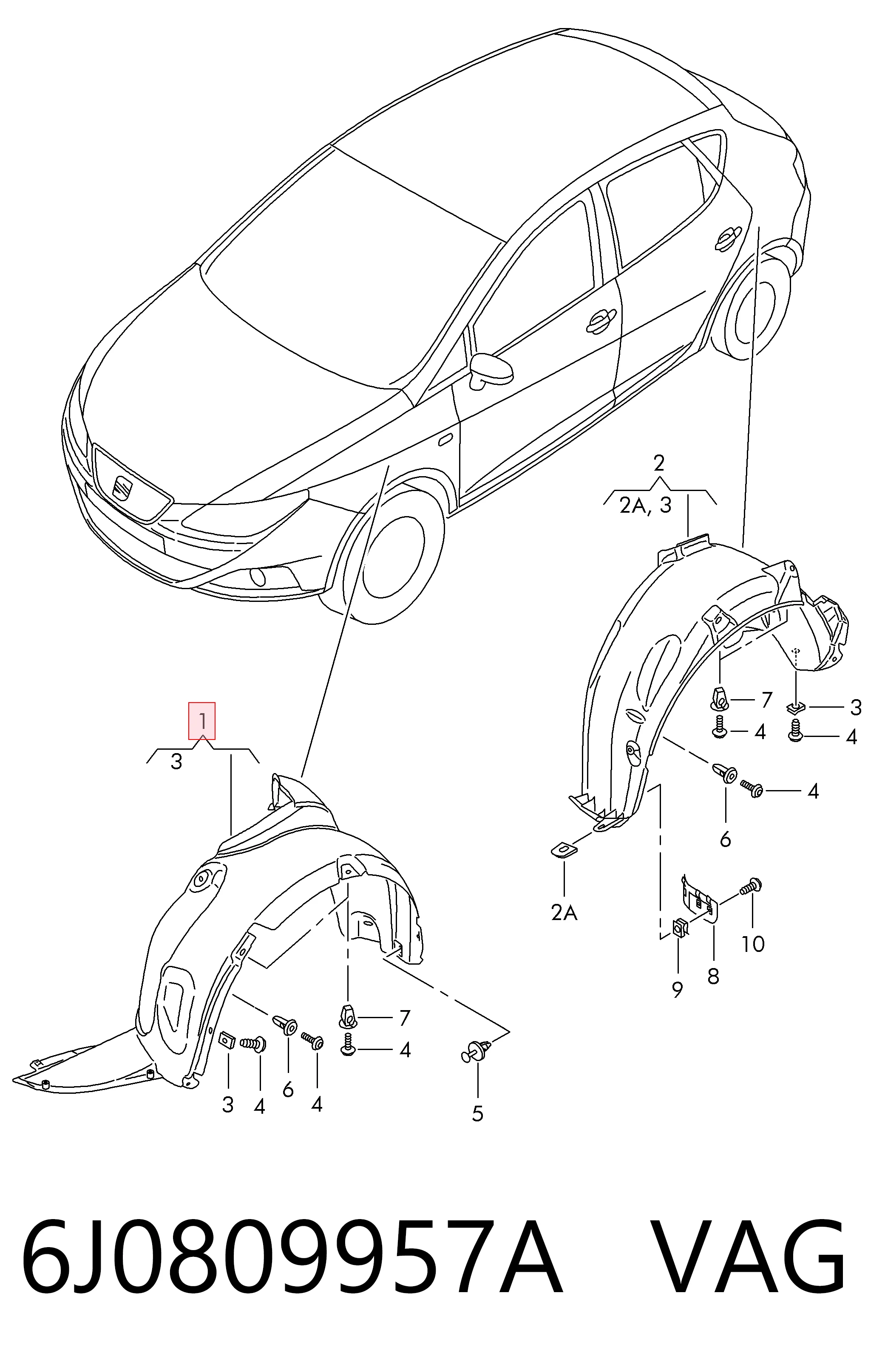 Nadkole błotnika przedniego lewe Seat Ibiza IV hatchback (6J5, 6P1) (2008 - 2017) cena, od 66,33 USD