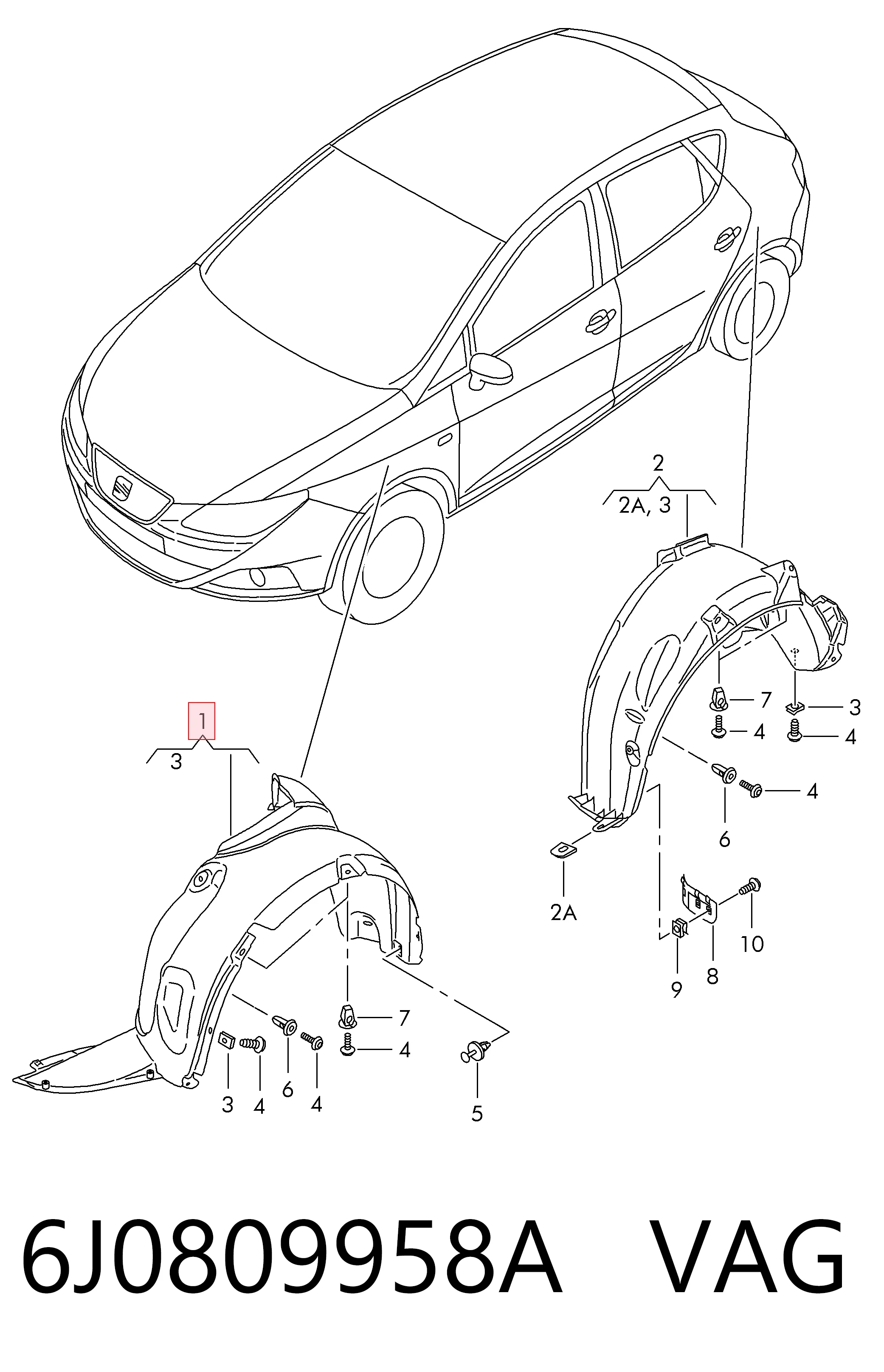 Nadkole błotnika przedniego prawe Seat Ibiza IV hatchback (6J5, 6P1) (2008 - 2017) cena, od 61,35 USD