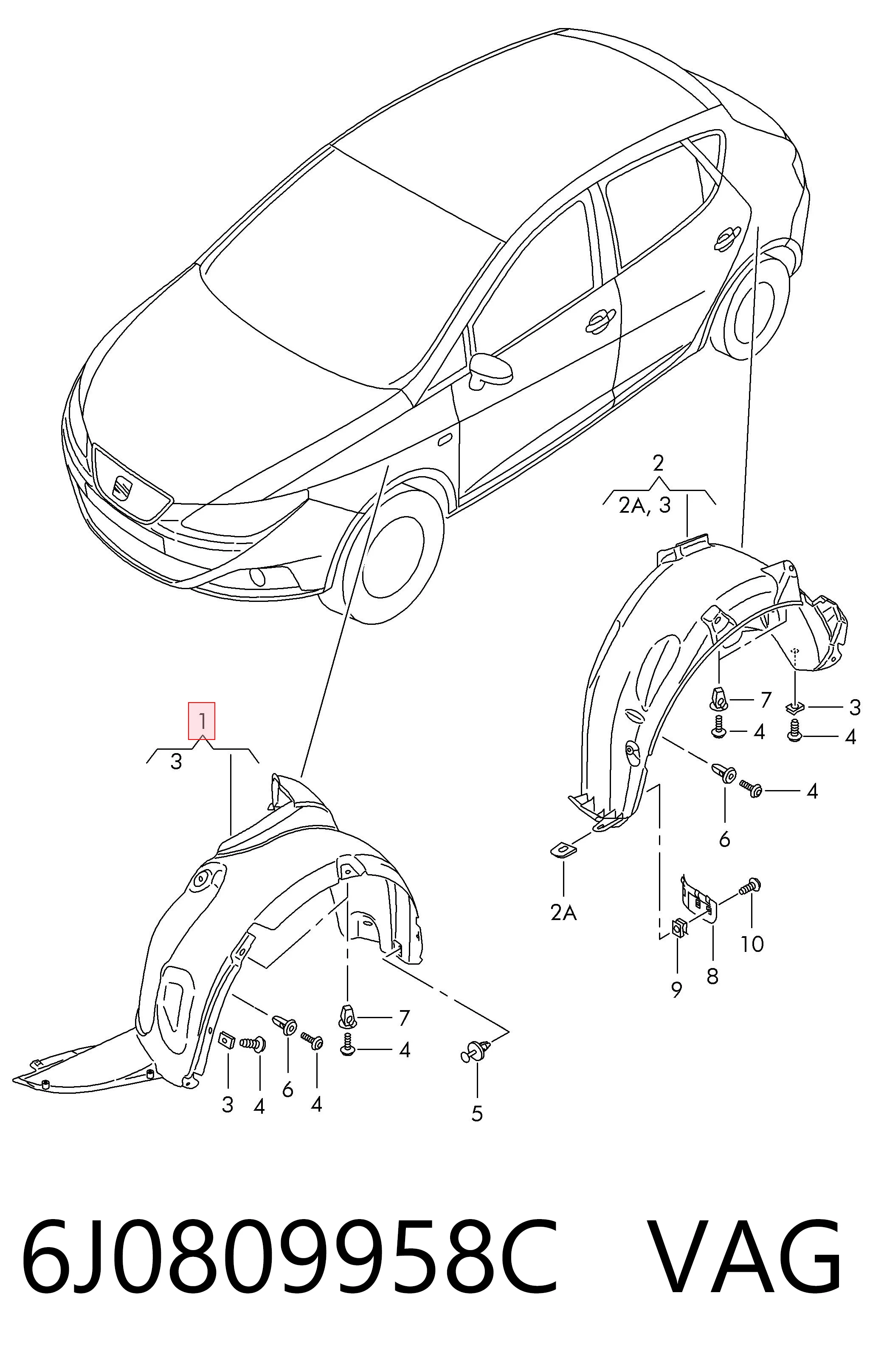 Do koszyka Nadkole błotnika przedniego prawe Seat Ibiza IV 6J5, 6P1
