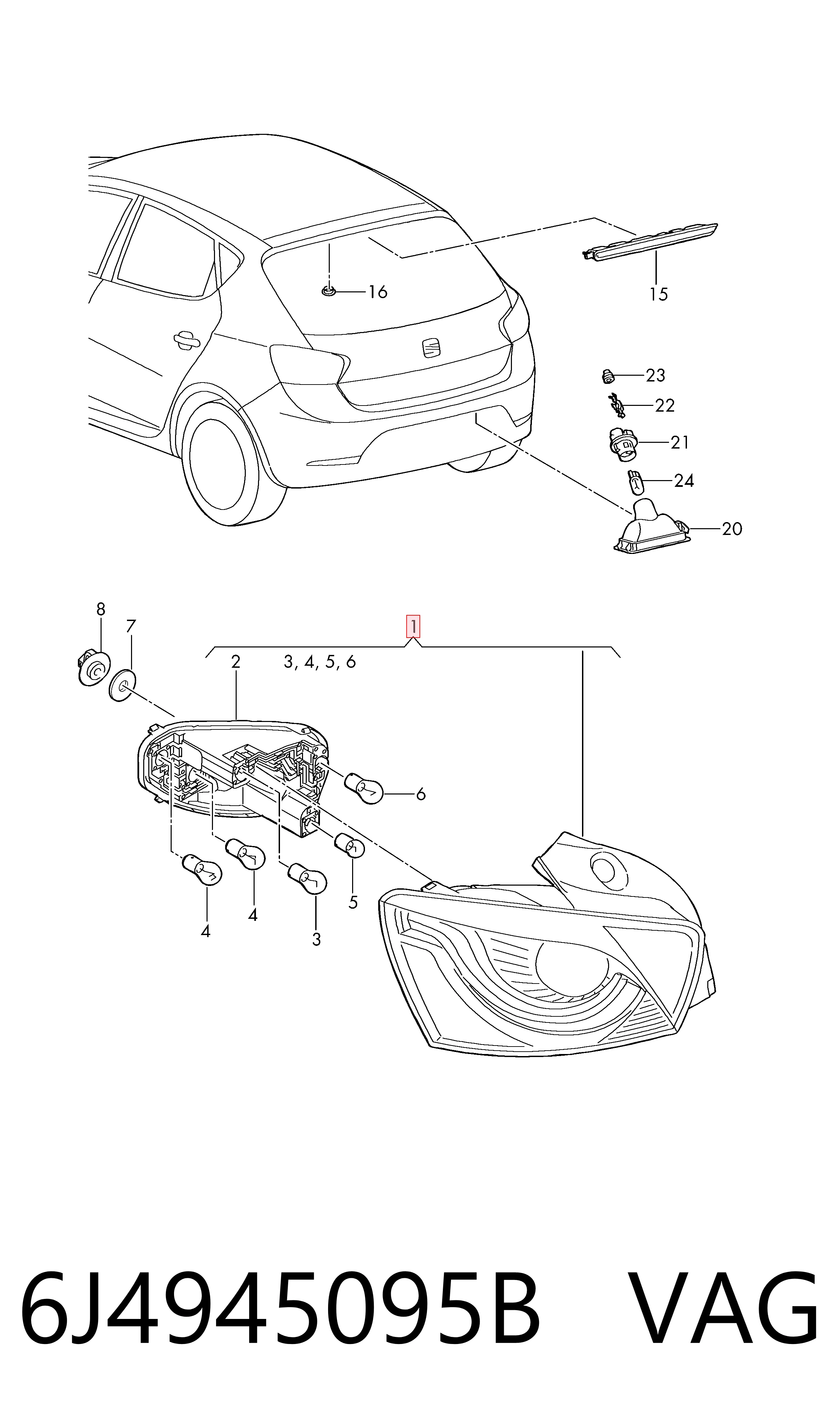  Lampa zespolona tylna lewa Seat Ibiza 4