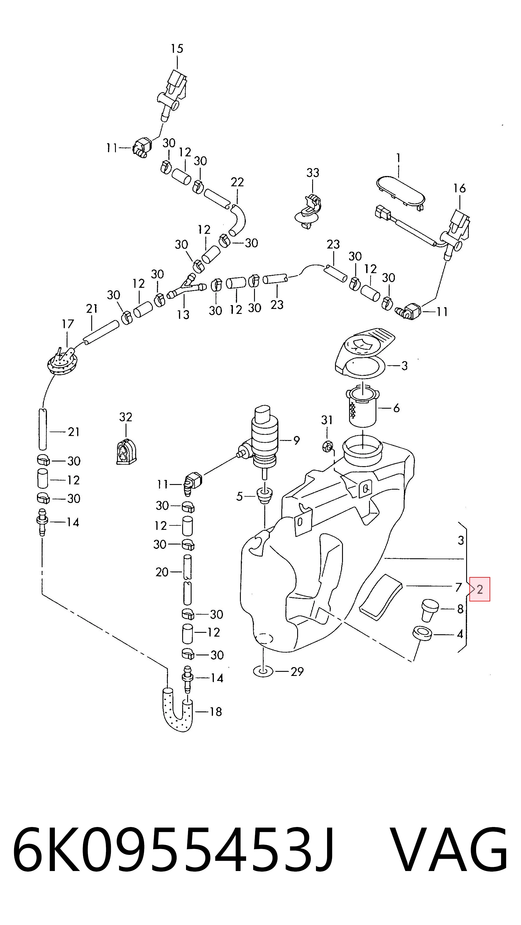 Zbiorniczek spryskiwacza szyb Volkswagen Polo III sedana (6KV2) (1995 - 2001) cena, od 37,52 USD
