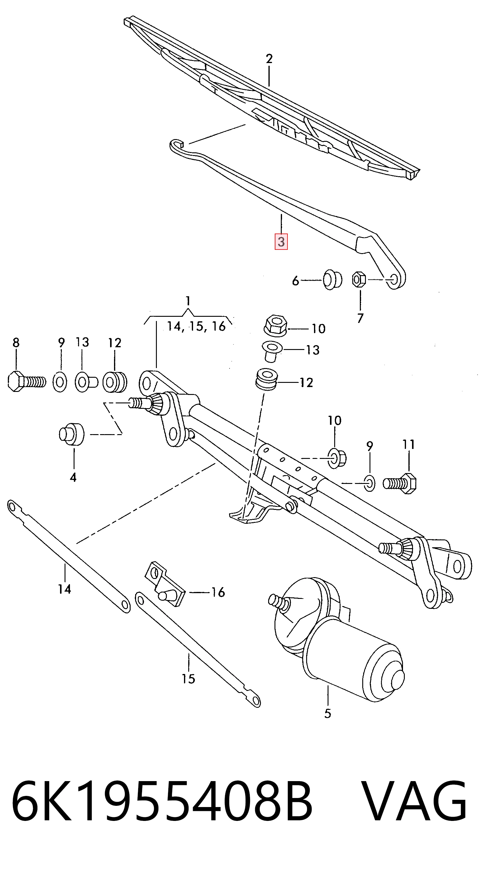 Ramię wycieraczki szyby przedniej do Seat Inca  6K9