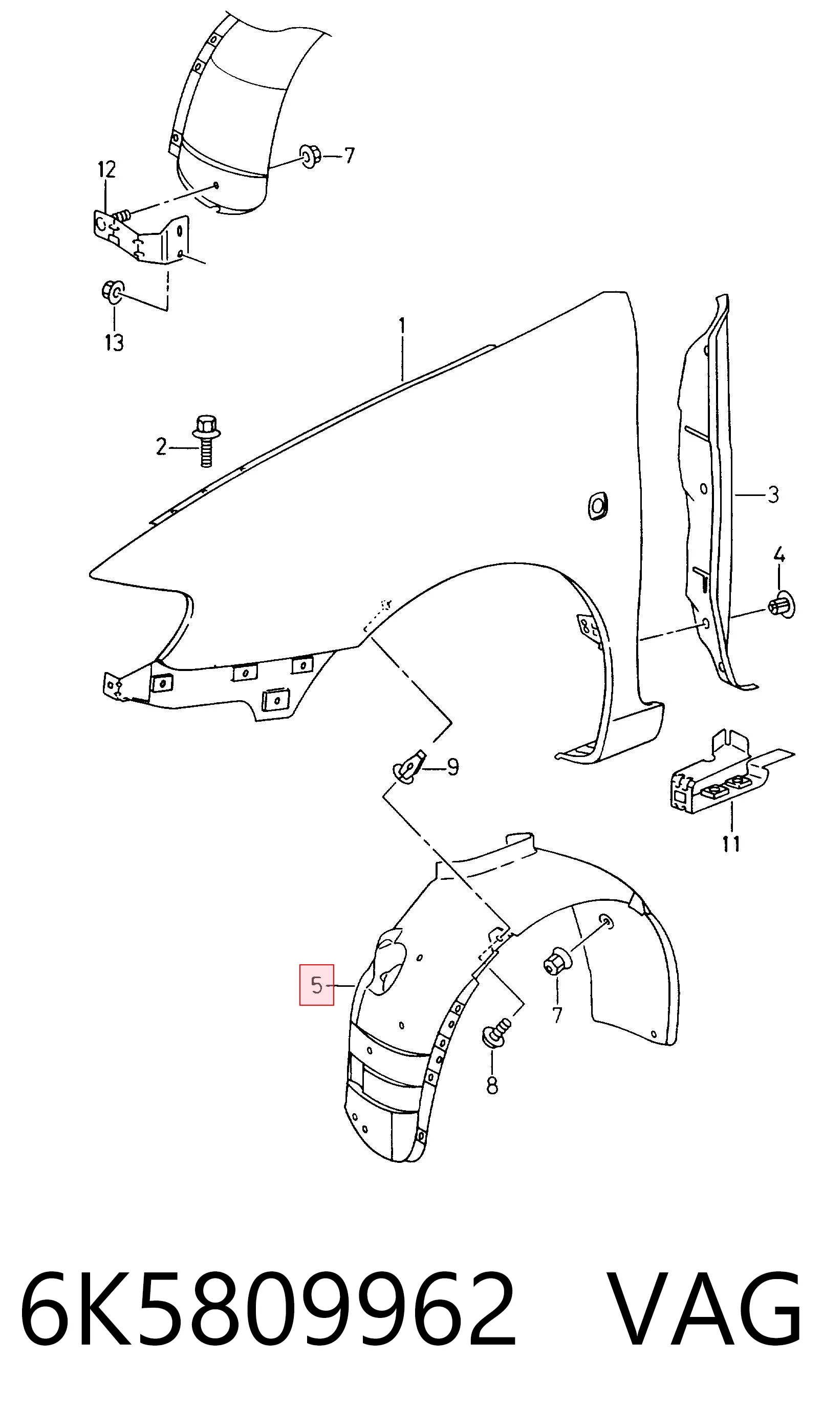 Nadkole błotnika przedniego prawe do Volkswagen Polo III 6KV2