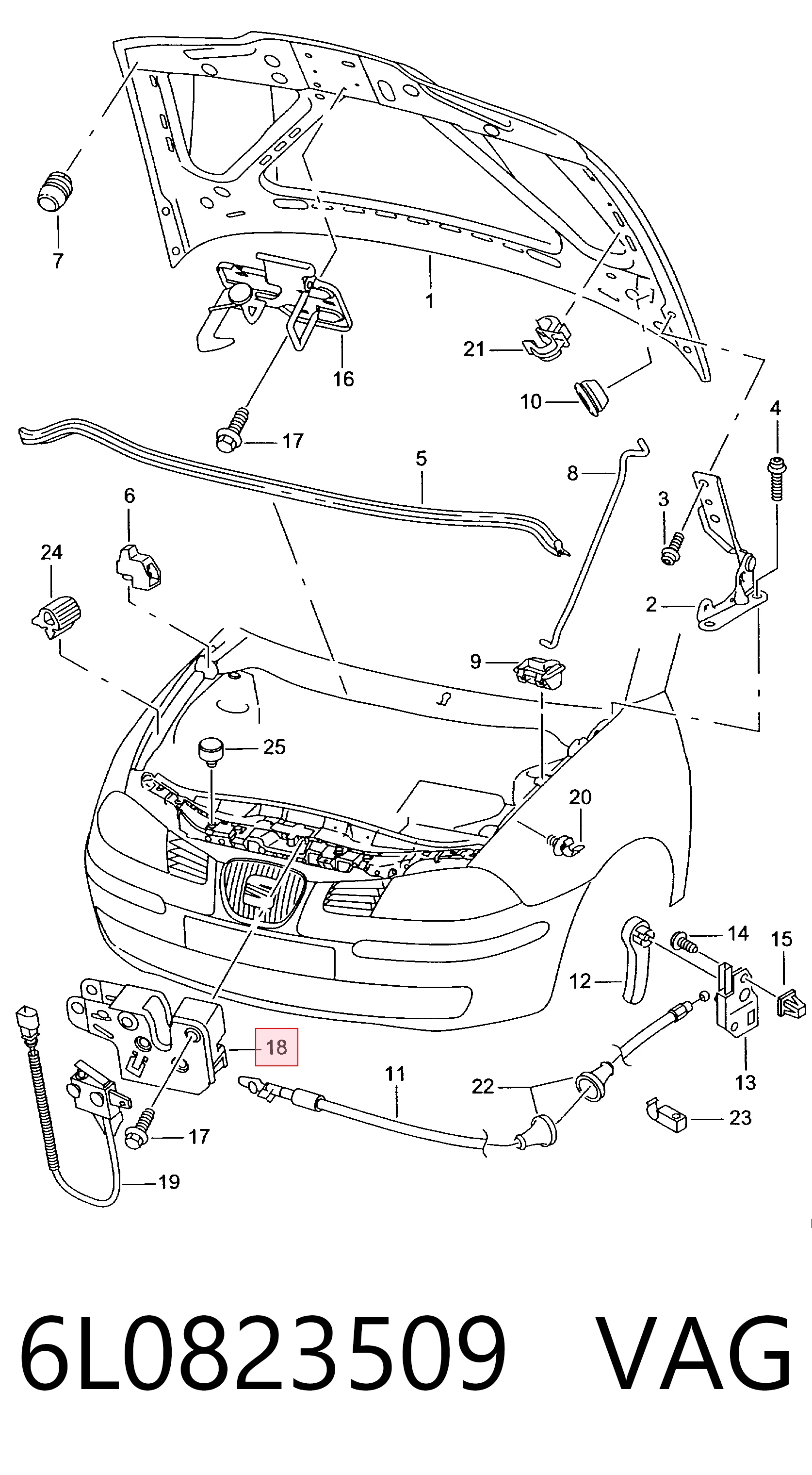 Zamek maski do Seat Ibiza III 6L1
