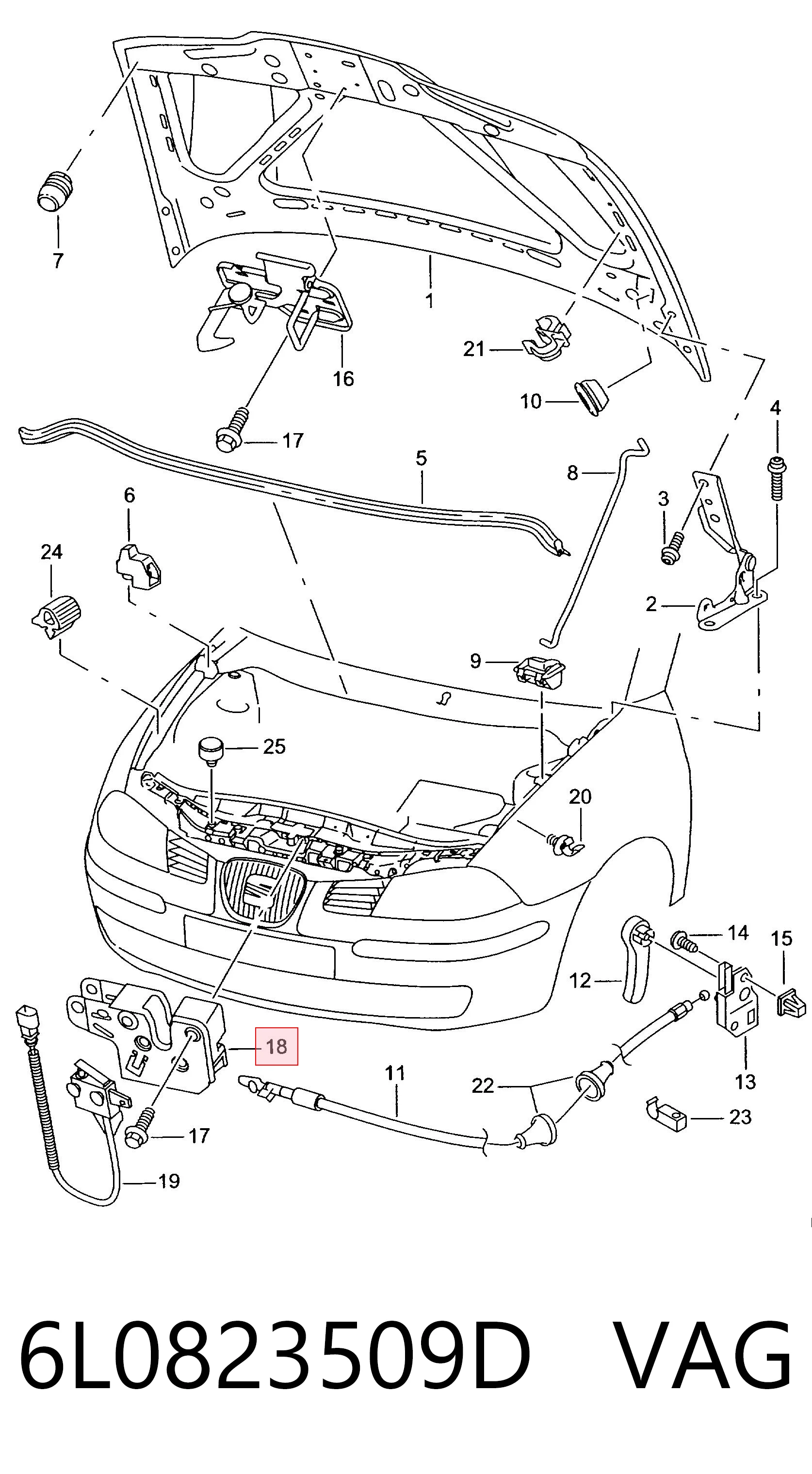 Do koszyka Zamek maski Seat Ibiza III 6L1
