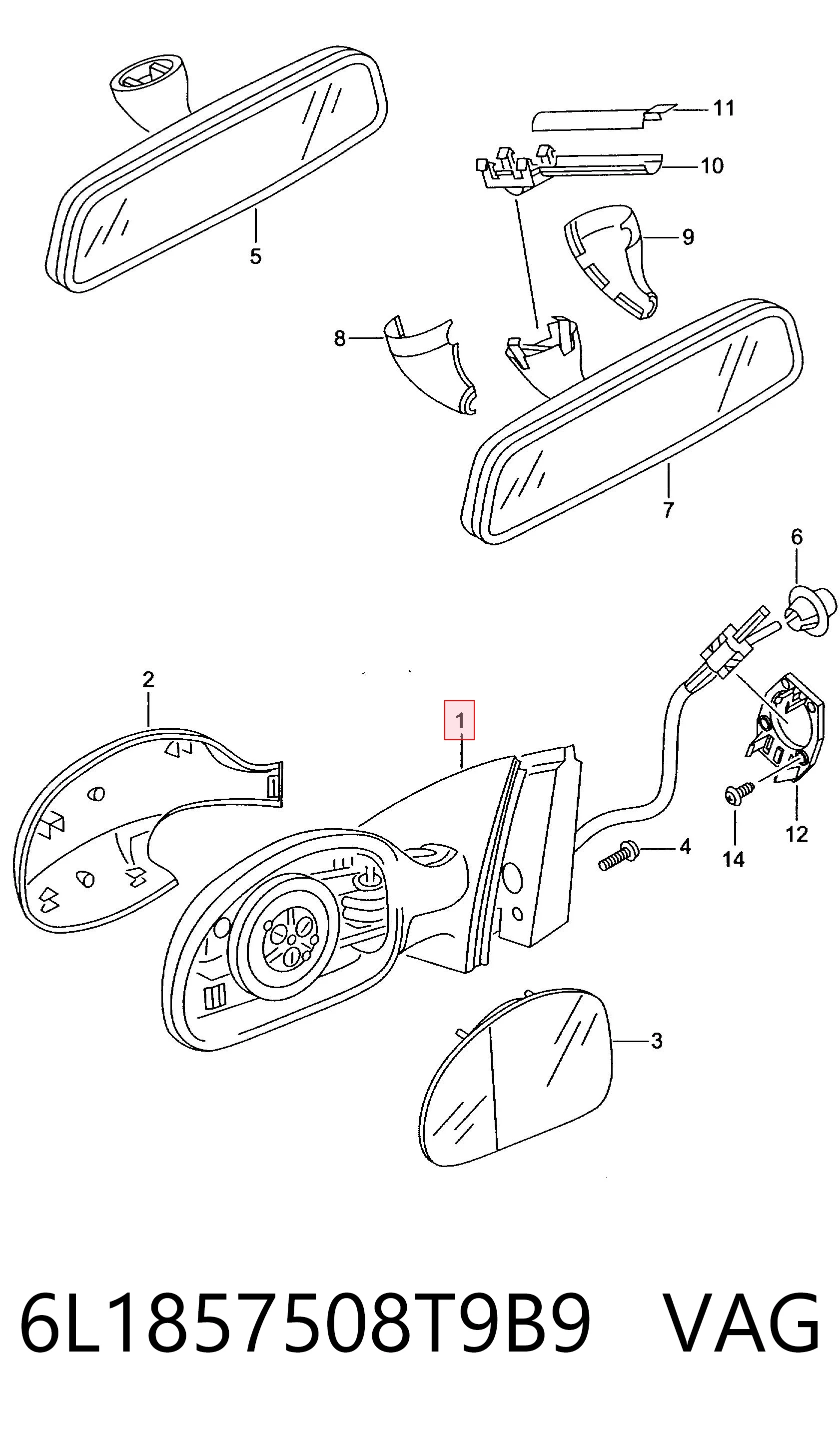 Do koszyka Lusterko wsteczne prawe Seat Ibiza III 6L1