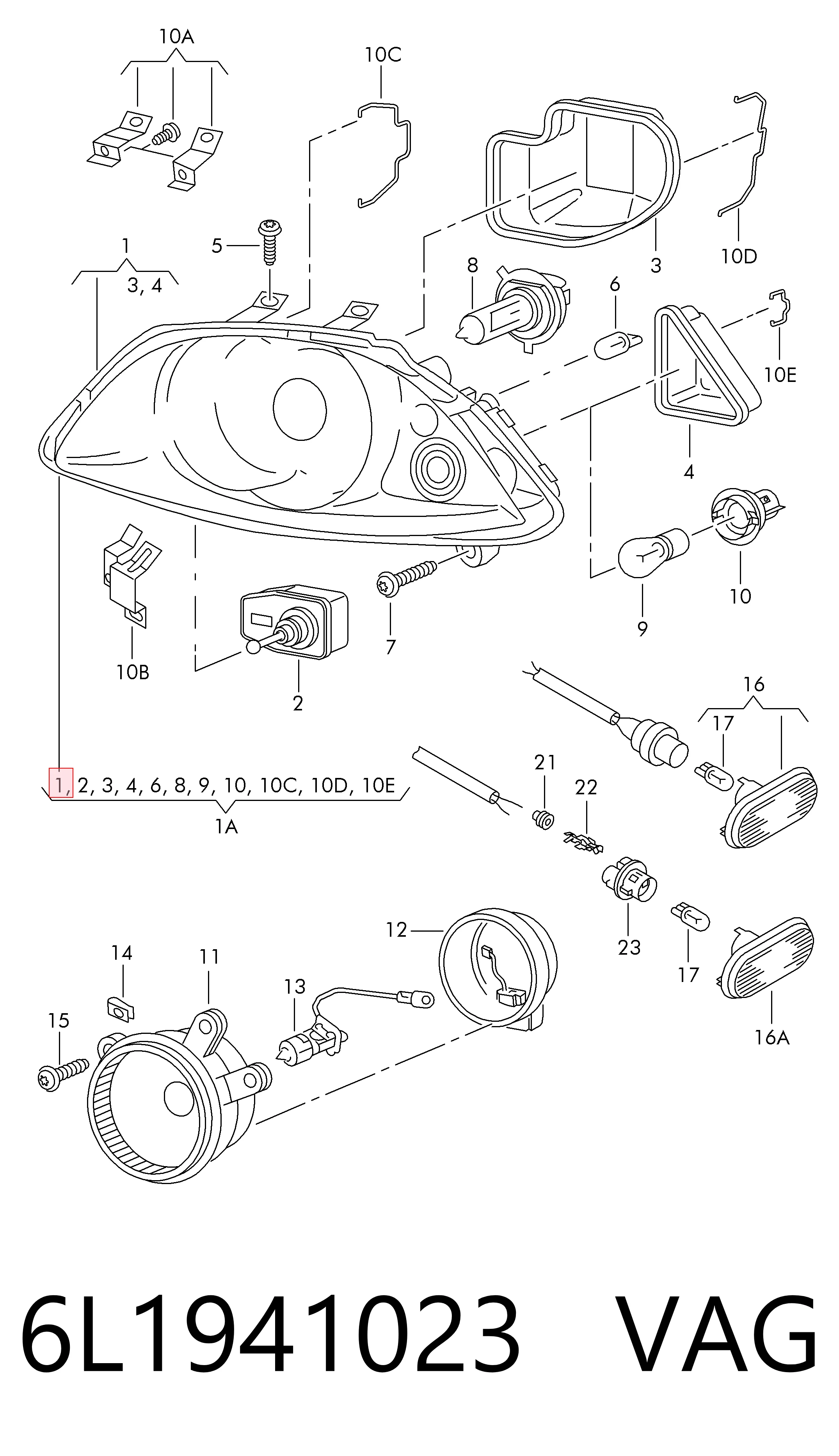 Reflektor lewy Seat Ibiza III hatchback (6L1) (2002 - 2009) cena, od 81,16 USD