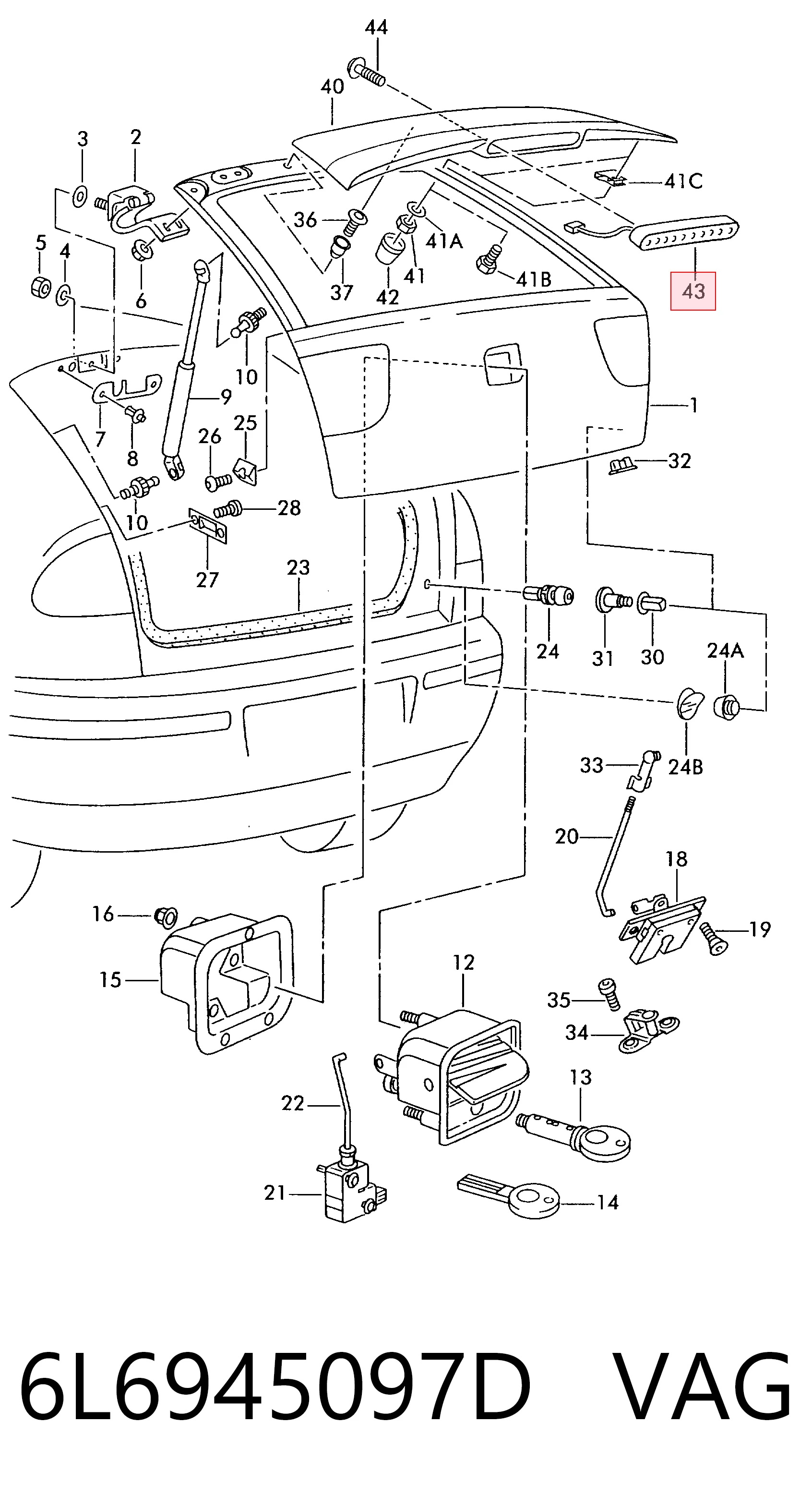 Lampa stop tylna dodatkowa do Seat Leon I 1M1