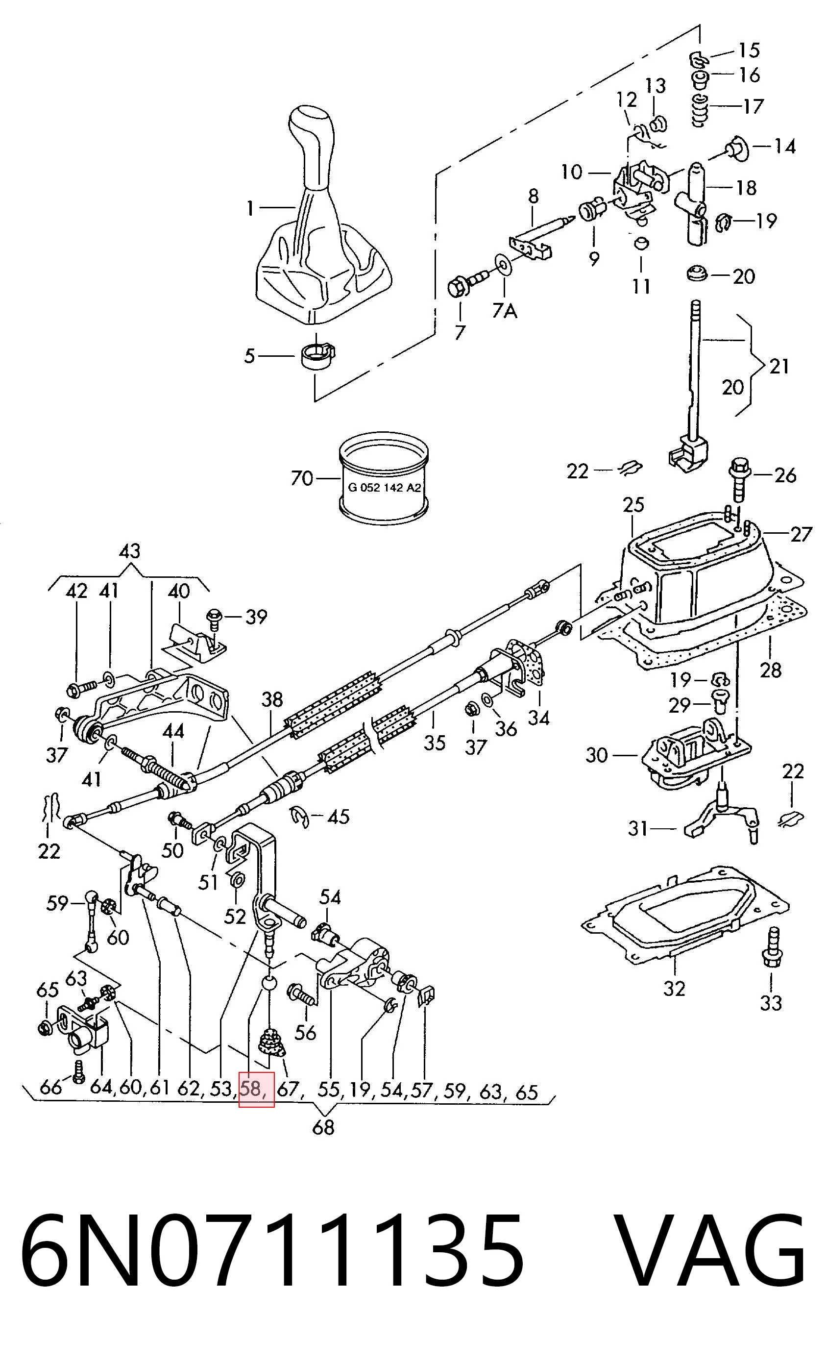 6N0711135 VAG Tuleja mechanizmu zmiany biegów