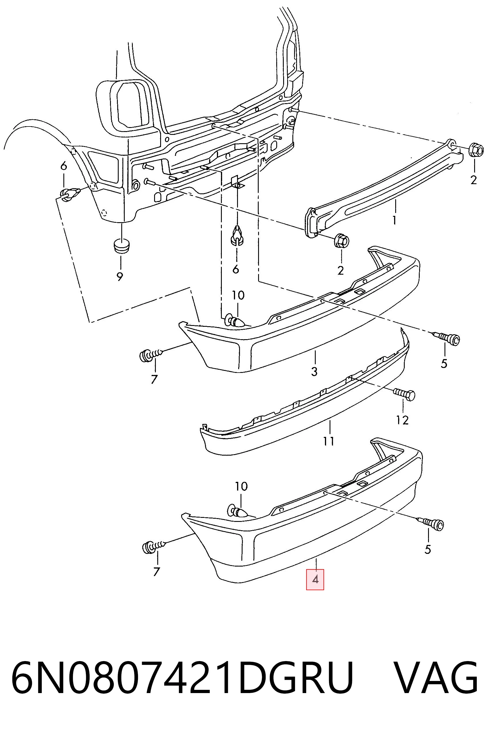 Zderzak tylny Volkswagen Polo III hatchback (6N1) (1994 - 1999) cena, od 37,03 USD