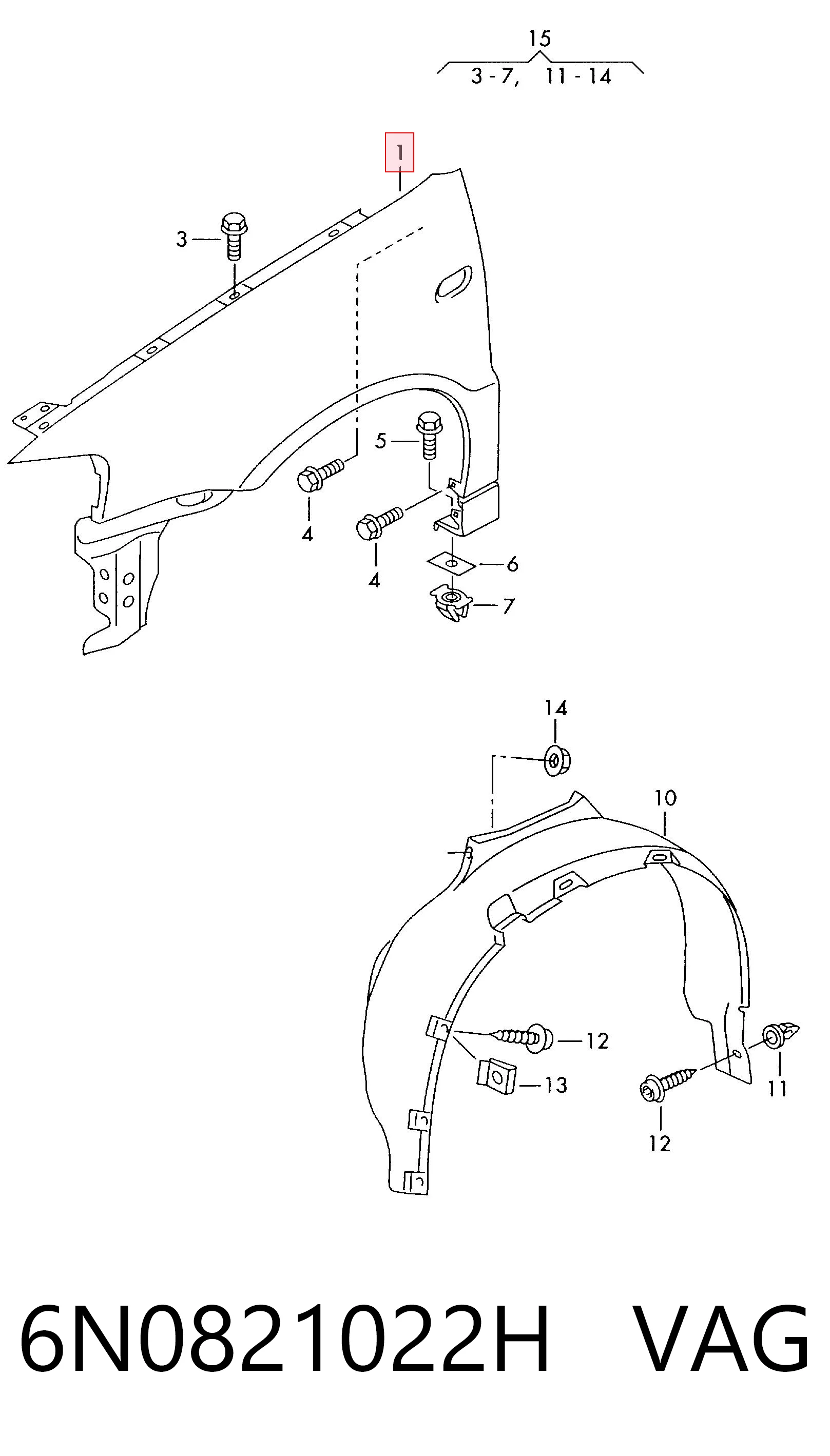 Błotnik przedni prawy do Volkswagen Polo III 6N2