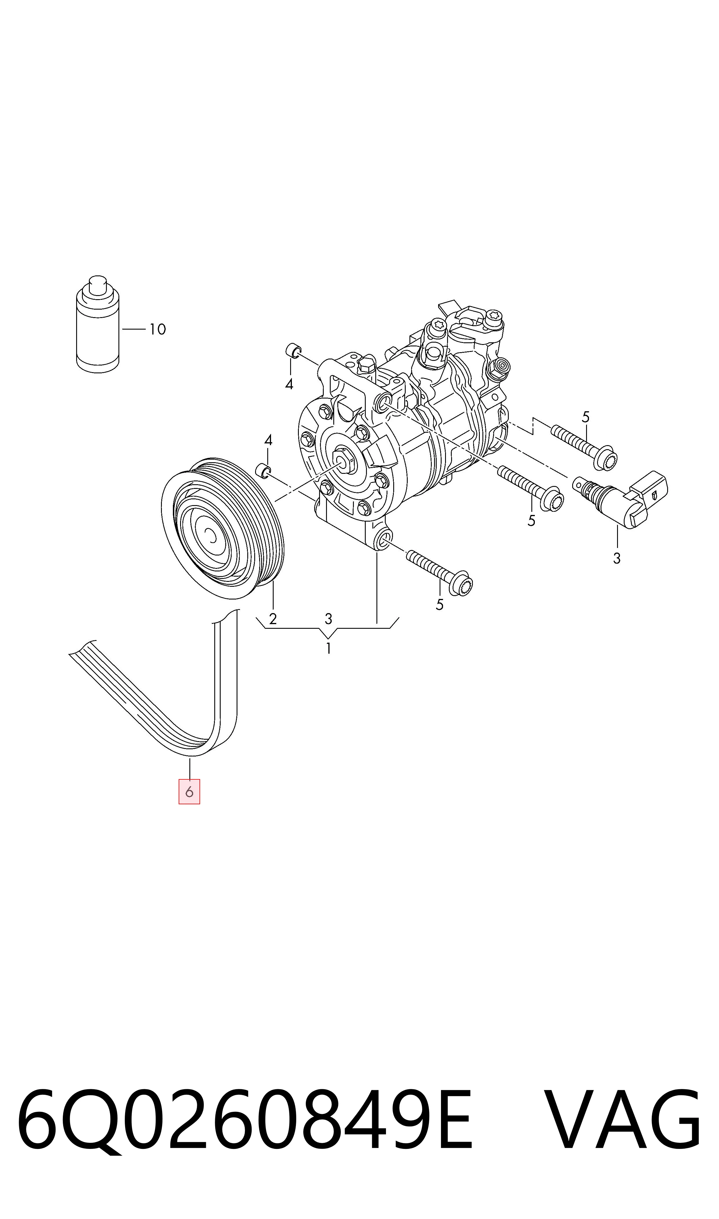 Pas napędowy mechanizmów VAG 6Q0260849E cena, od 17,56 USD