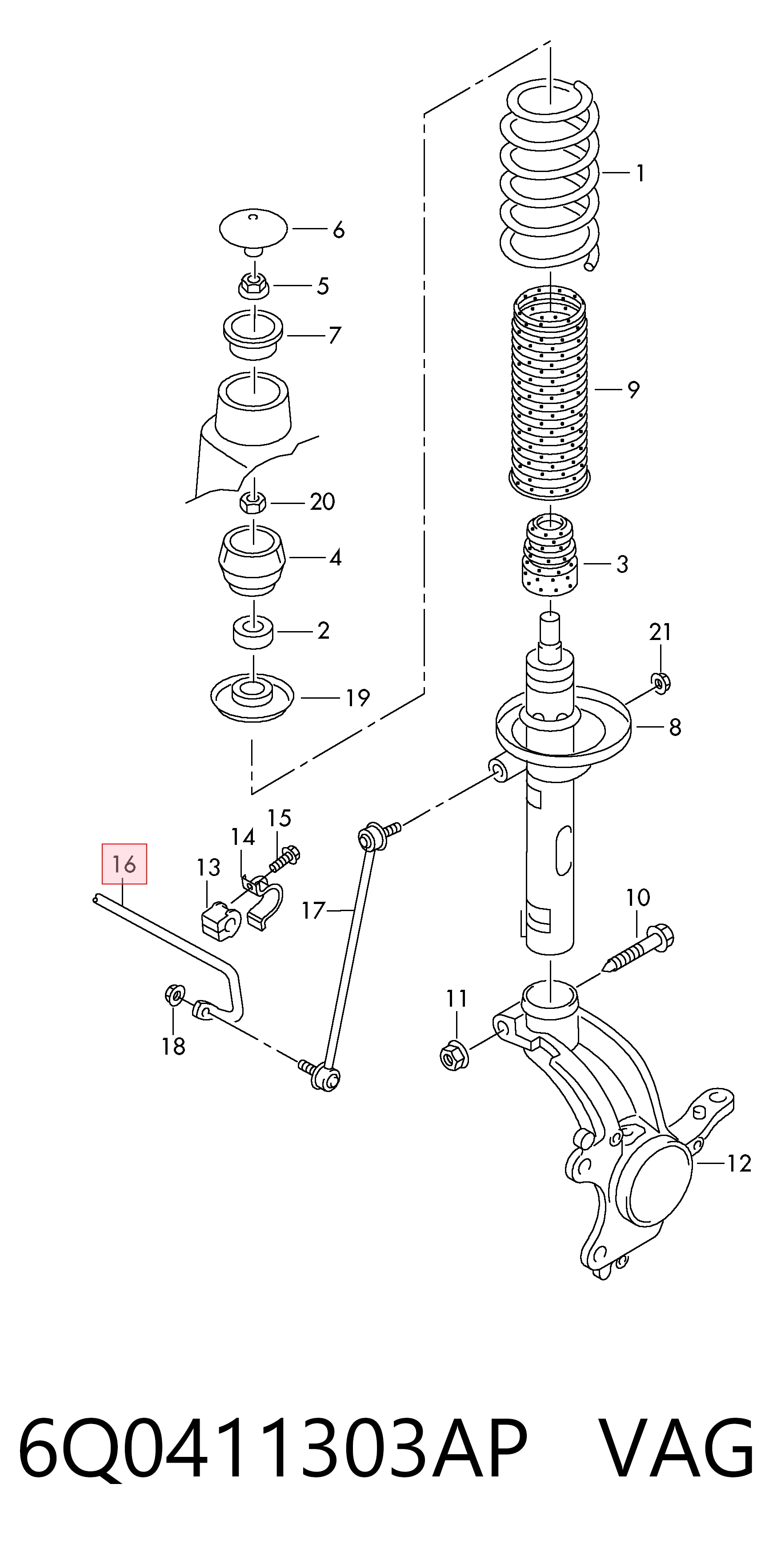 Stabilizator przedni do Volkswagen Polo IV 9A4