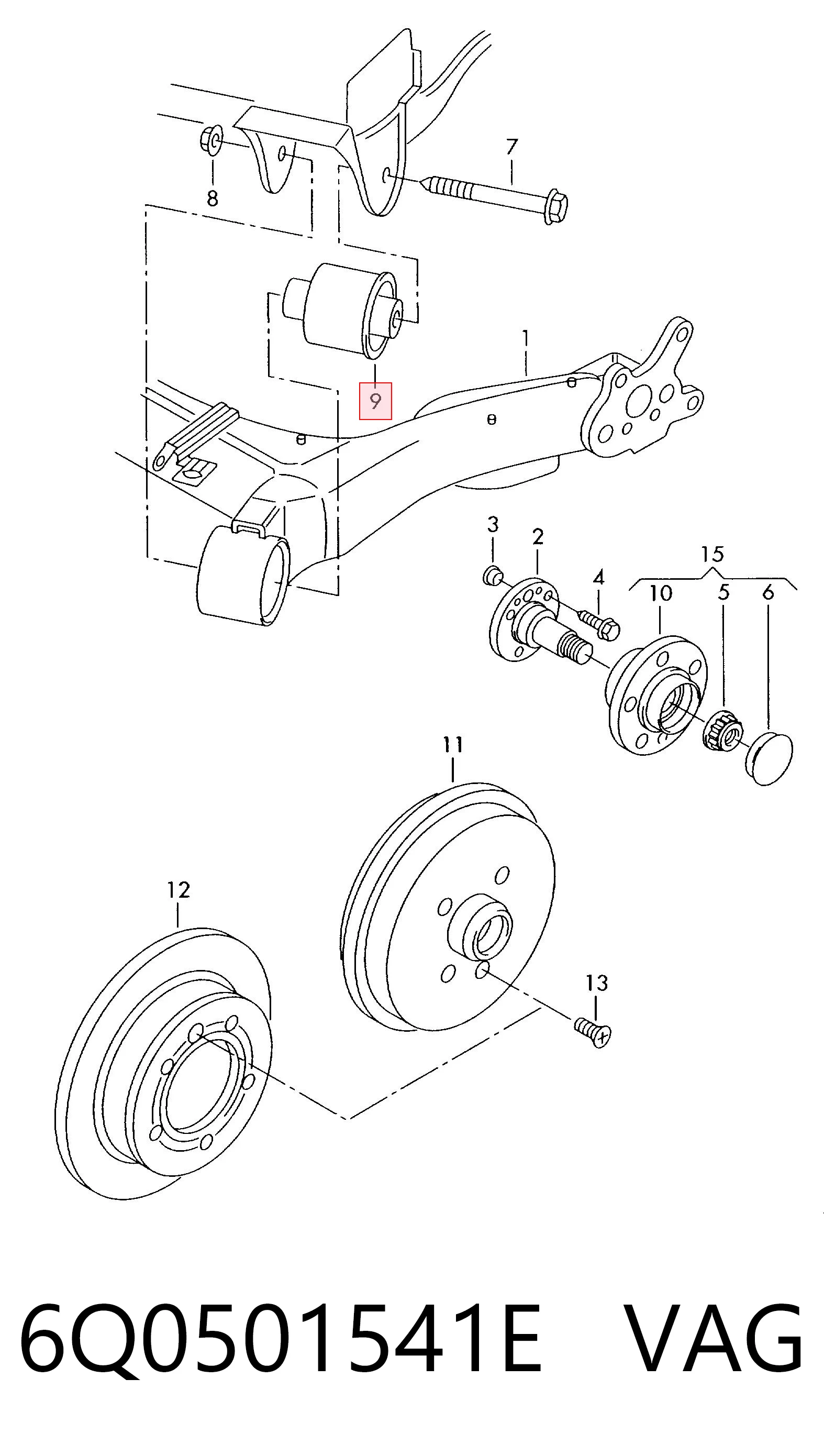 6Q0501541E VAG Silentblock tylnej belki