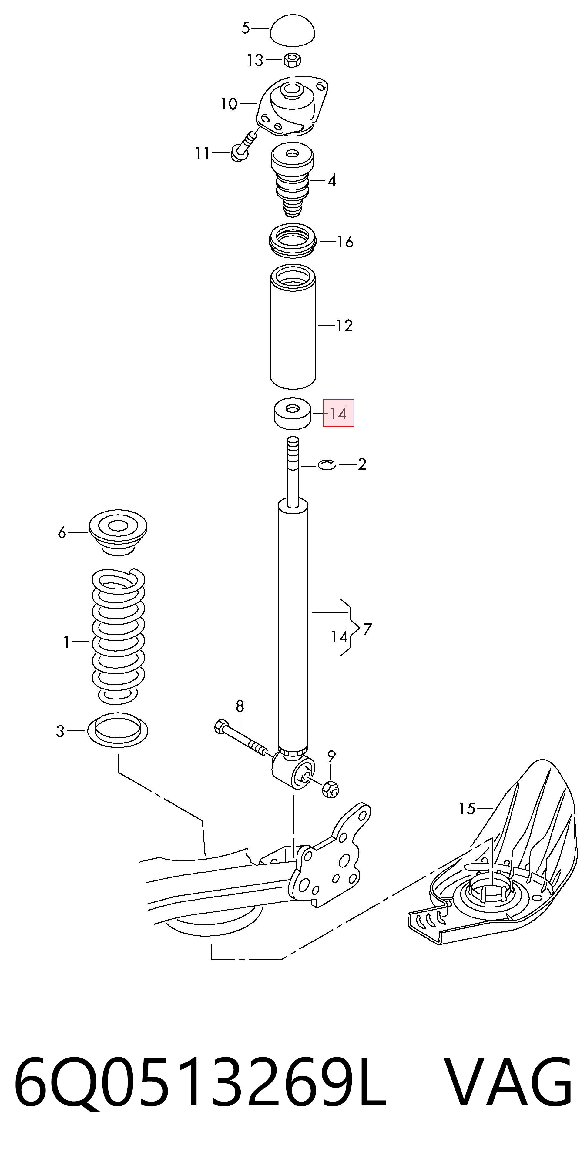 Amortyzator przedni prawy do Volkswagen Passat 3B3