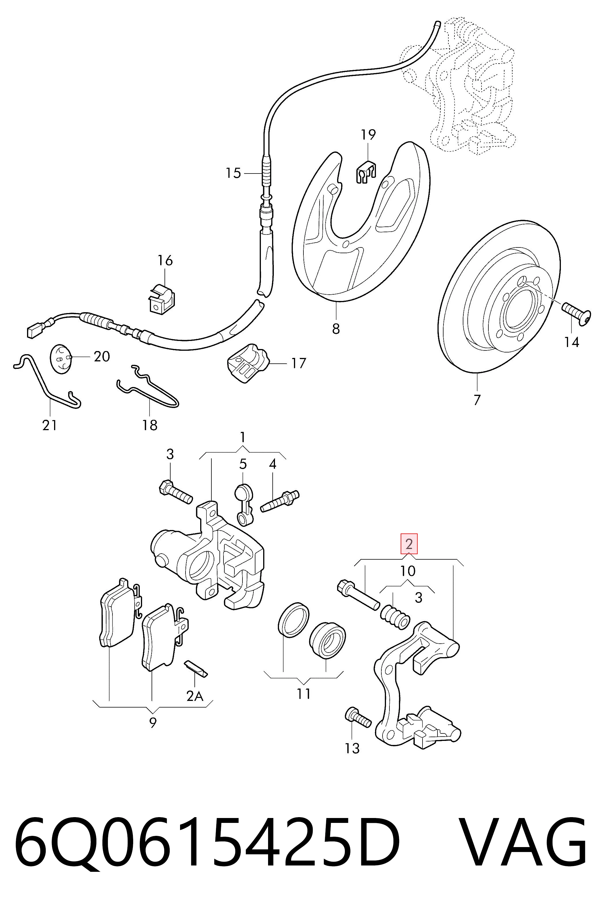 6Q0615425D VAG Jarzmo zacisku hamulcowego tylnego