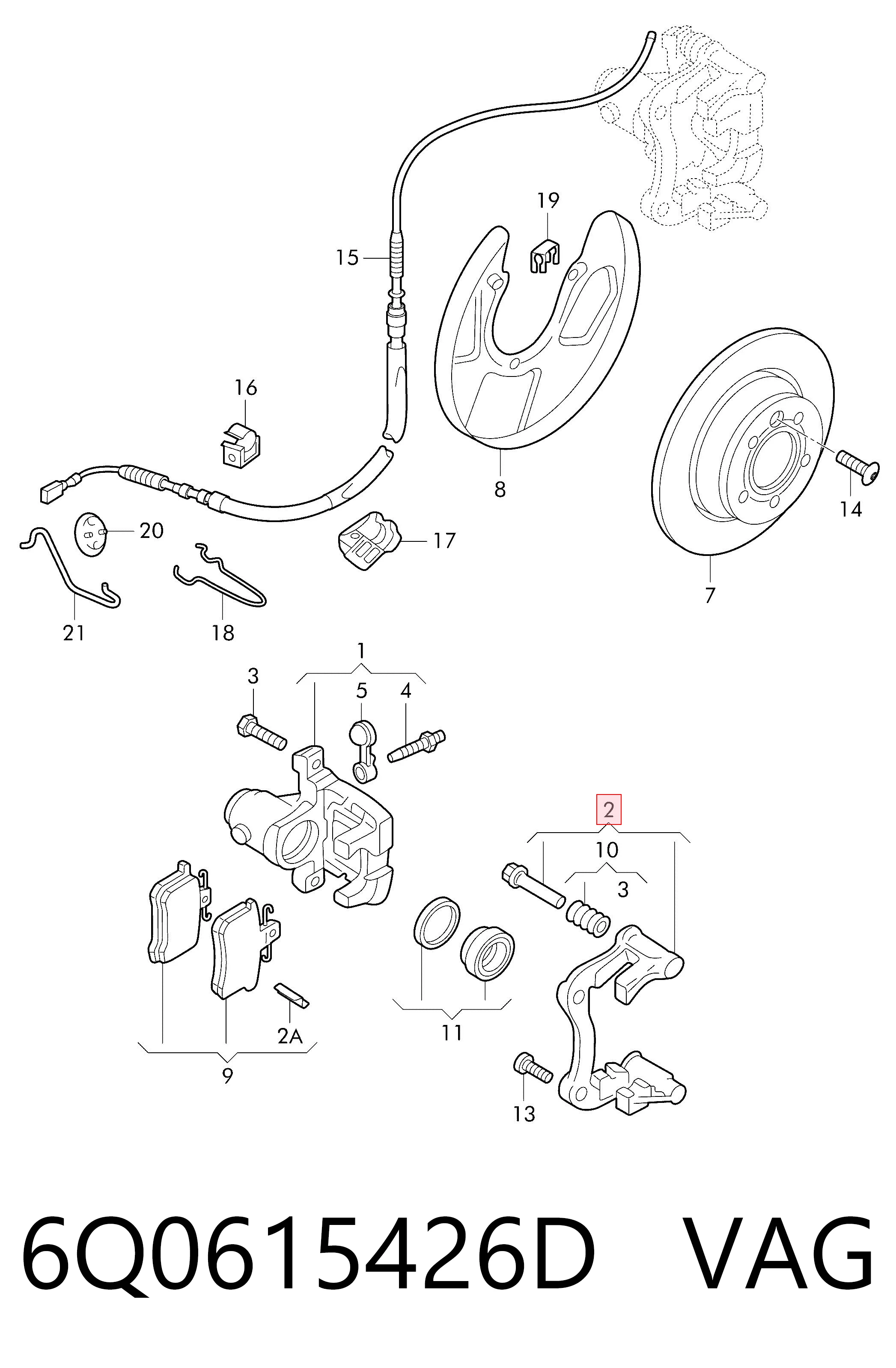 6Q0615426D VAG Jarzmo zacisku hamulcowego tylnego