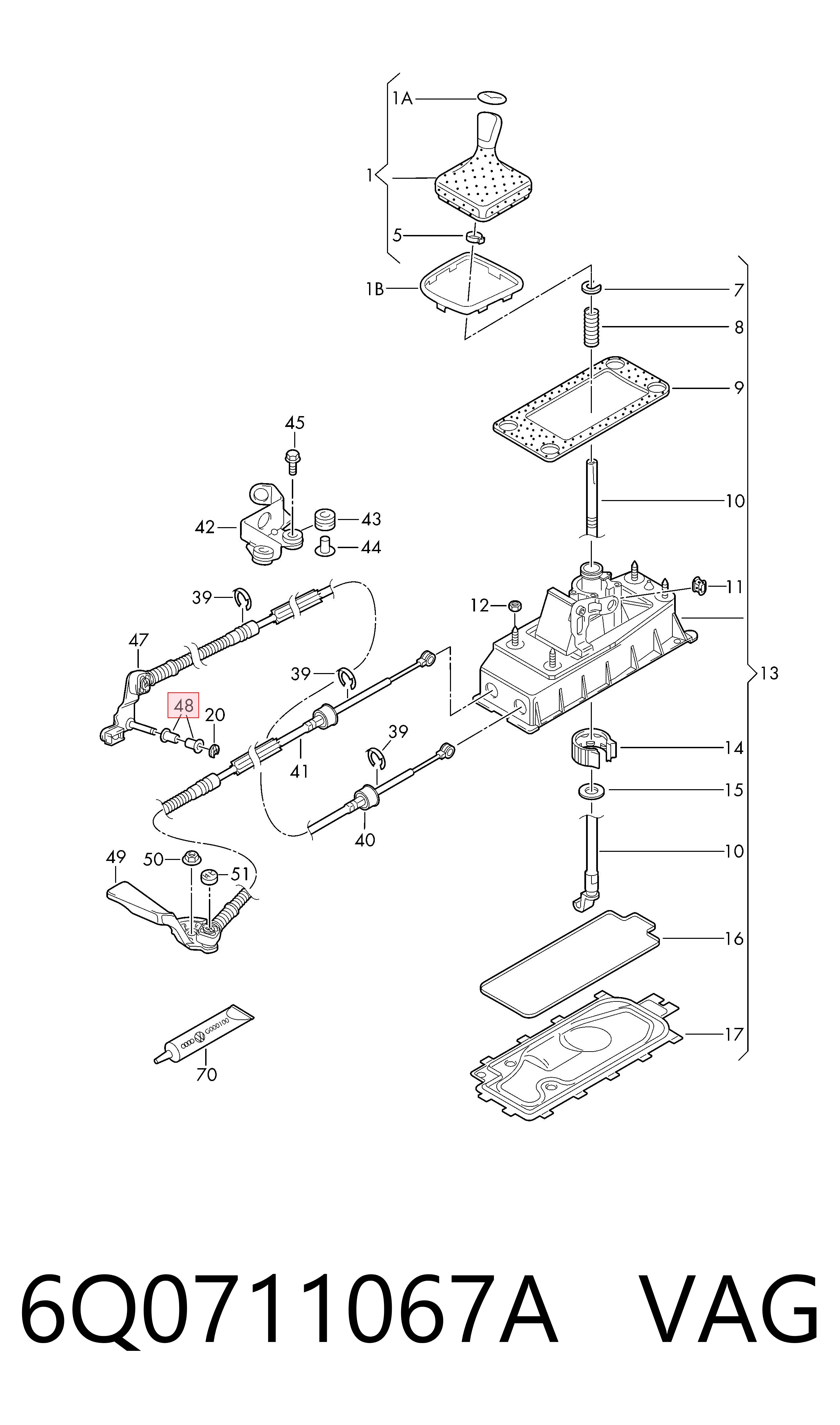 6Q0711067A VAG Tuleja mechanizmu zmiany biegów