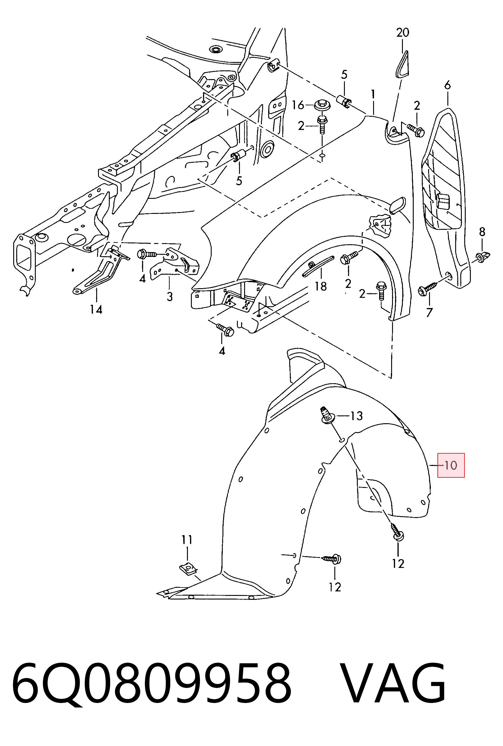 Nadkole błotnika przedniego prawe Volkswagen Polo IV hatchback (9N, 9A) (2001 - 2014) cena, od 19,09 USD