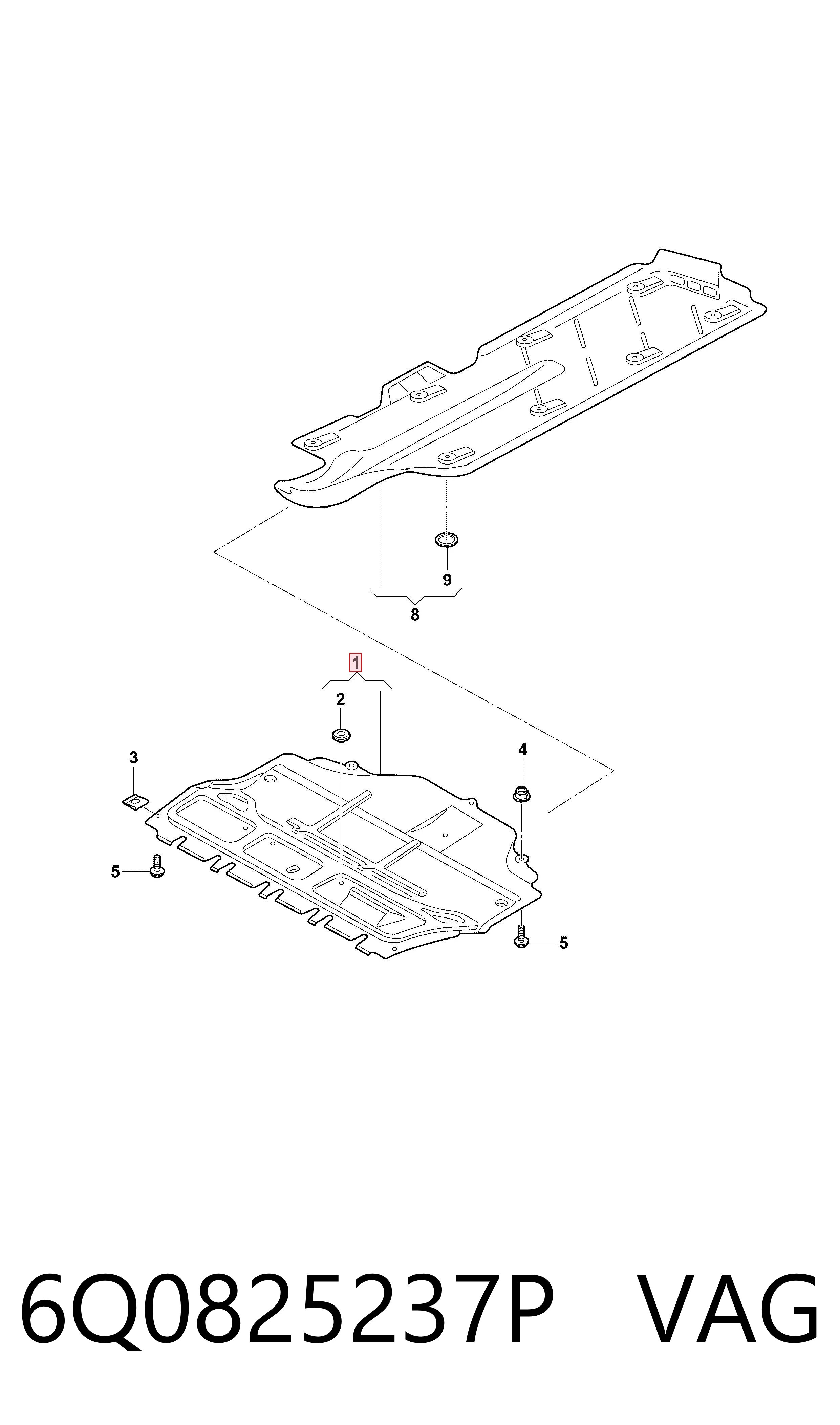 Do koszyka Osłona silnika, miski (przedziału silnika) Volkswagen Polo V 6R1, 6C1