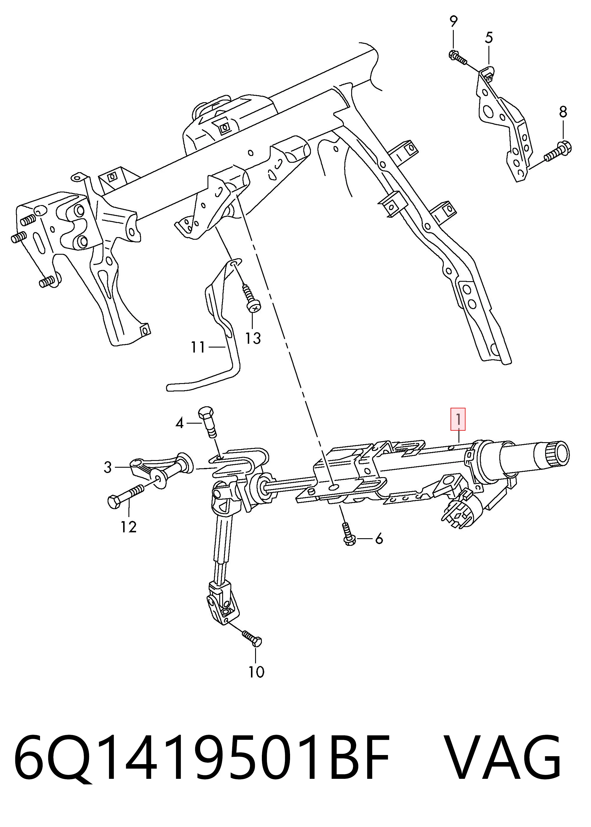 Kolumna (wał) kierownicza (kierownicy) Skoda Fabia II hatchback (5J2, 542, 572, 582) (2006 - 2014) cena, od 71,51 USD